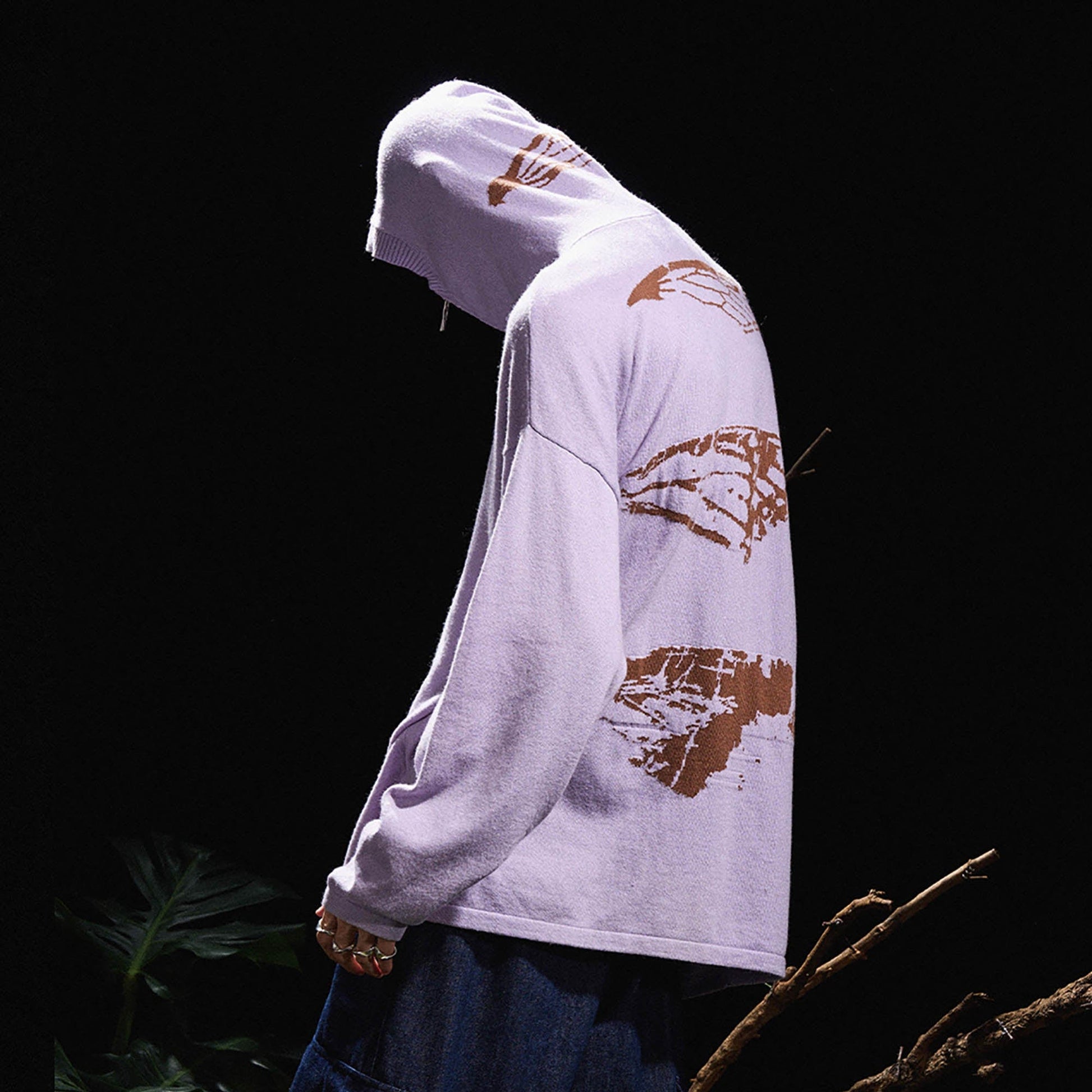 RELABEL Butterfly Zip-Up Mask Wool-Blended Hoodie-Hoodie-XS-Free Shipping Leatheretro