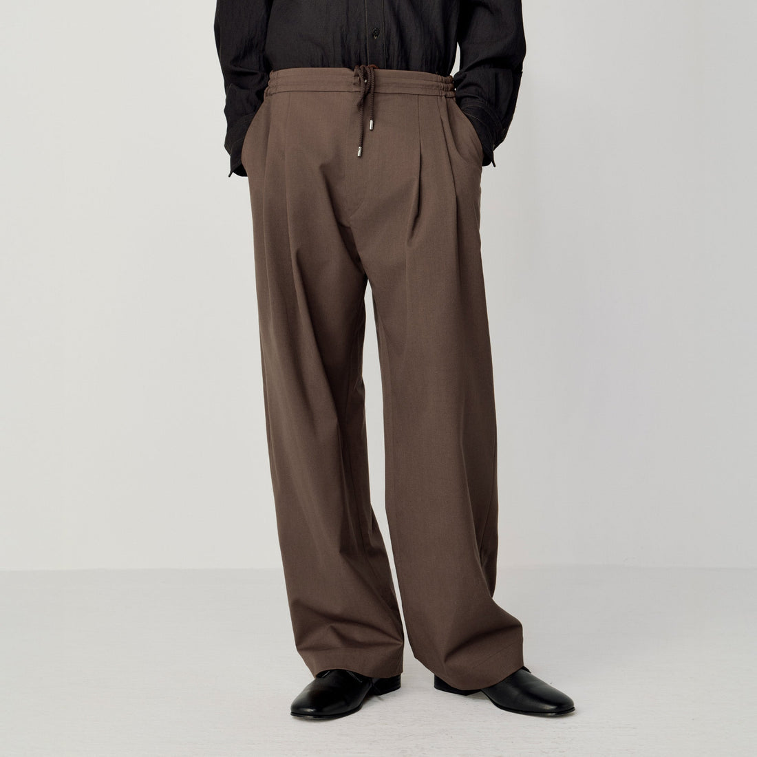 OPICLOTH Wool-Blend Pleated Drawstring Trousers-Pants-S-Free Shipping Leatheretro