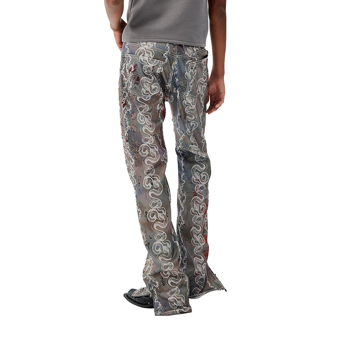CYCYCY Serpentine Graphic Flared Jeans-Jeans-XXS / 27"-Free Shipping Leatheretro