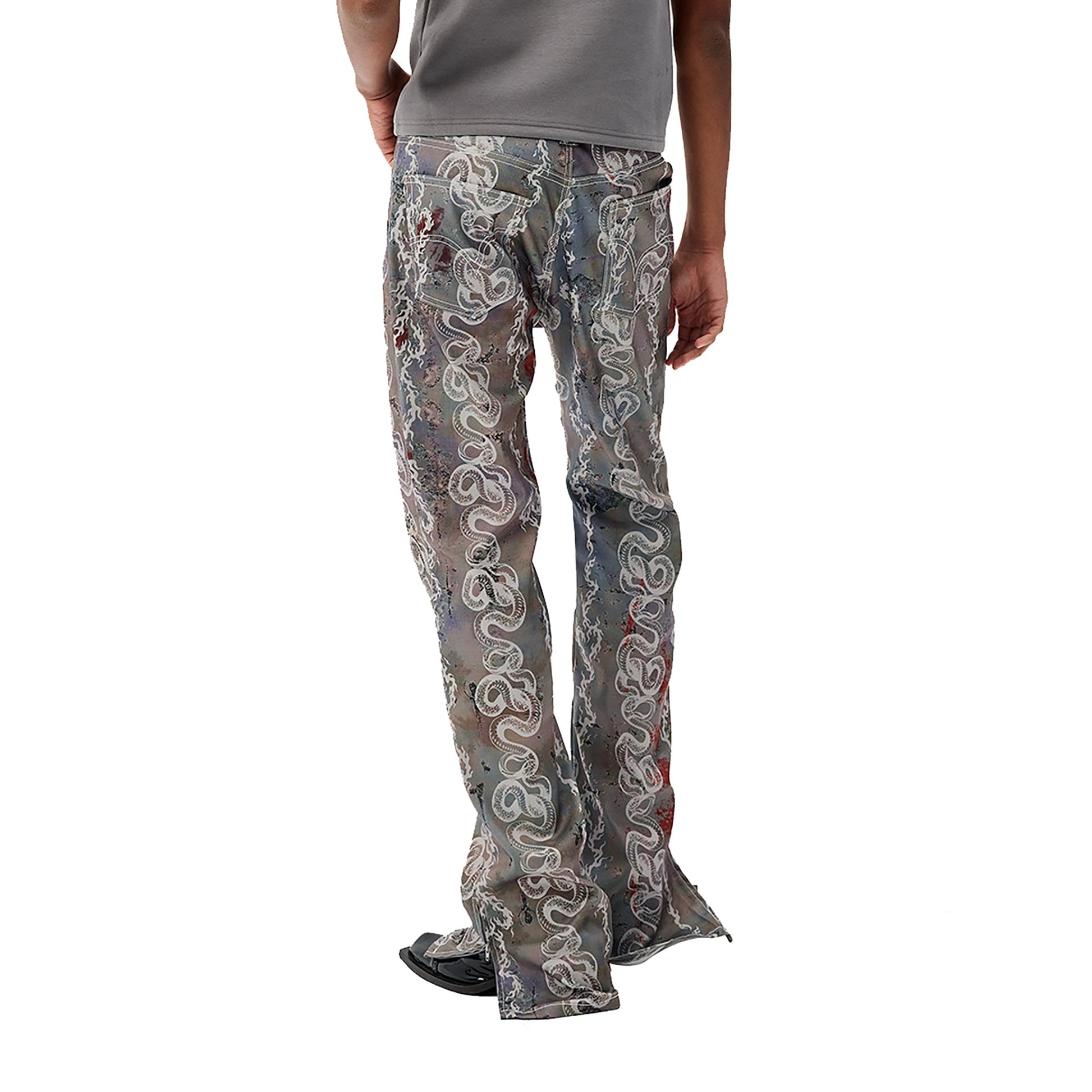 CYCYCY Serpentine Graphic Flared Jeans-Jeans-XXS / 27"-Free Shipping Leatheretro