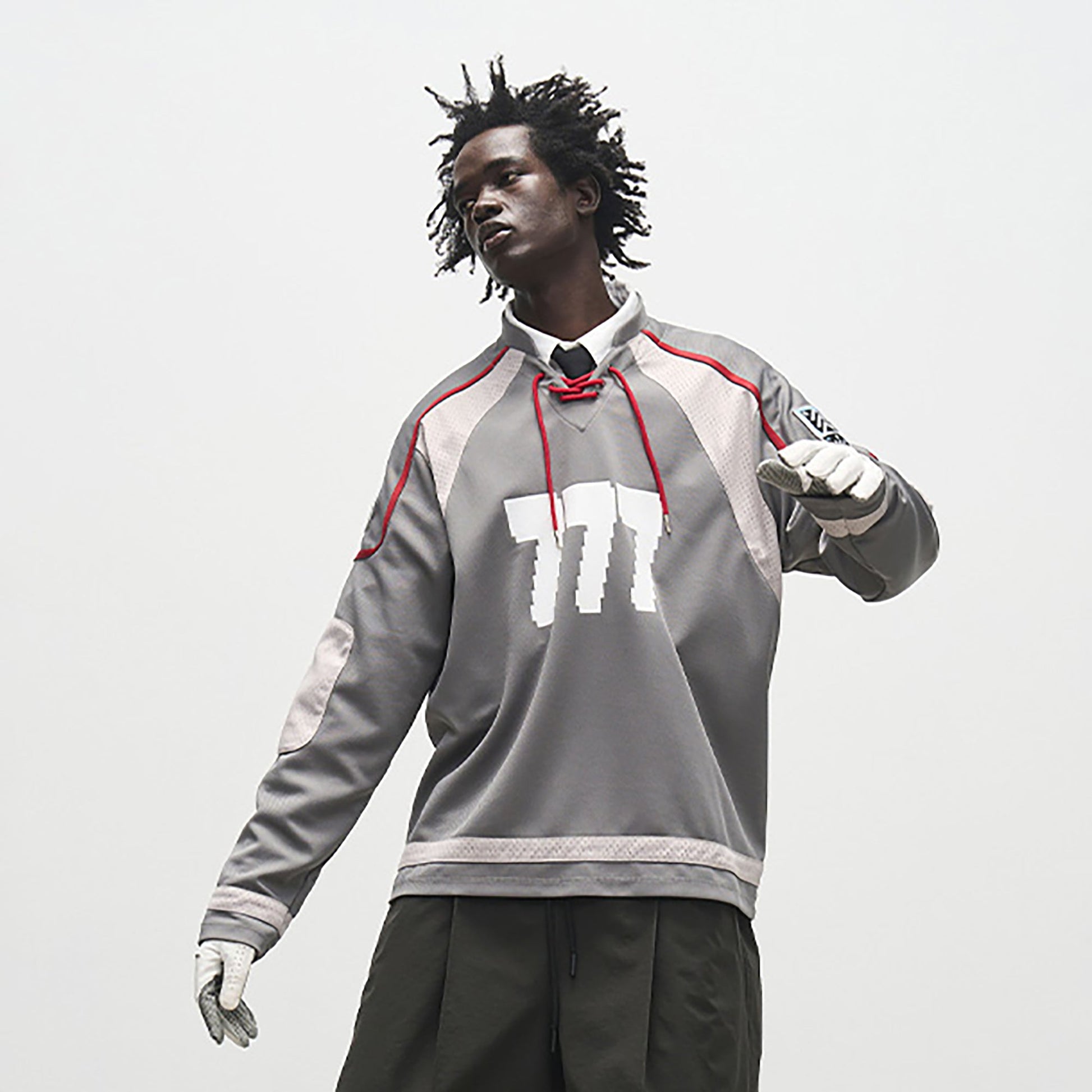 7440 37 1 Drawstring Panelled Hockey Jersey-L/S Tee-S-Free Shipping Leatheretro