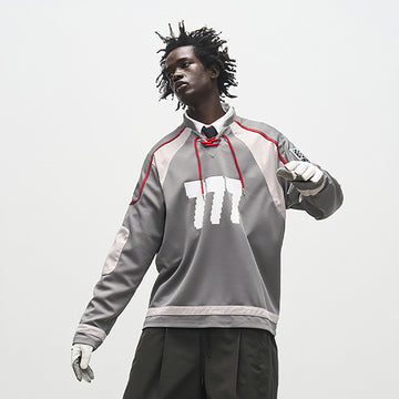 7440 37 1 Drawstring Panelled Hockey Jersey-L/S Tee-S-Free Shipping Leatheretro
