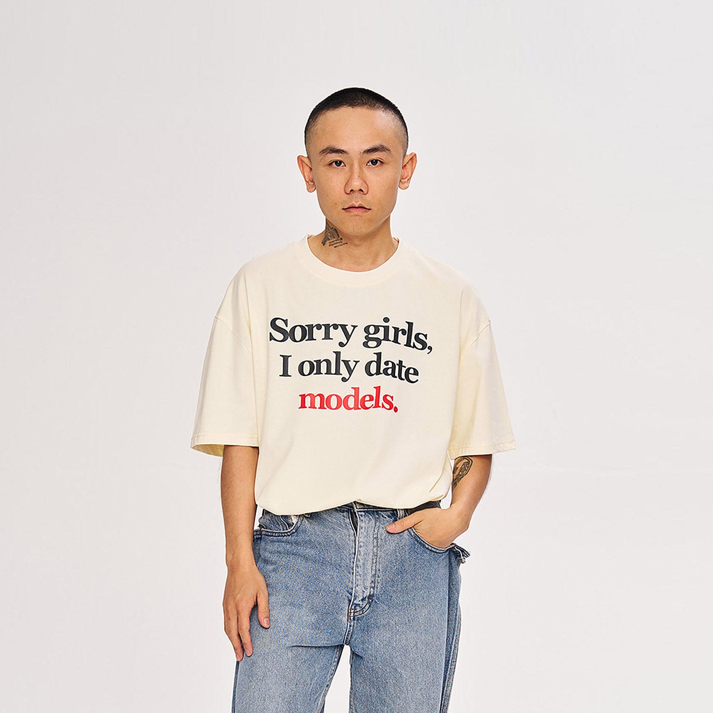 WCC Sorry Girls I Only Date Models Slogan T-Shirt-T Shirt-M-White-Free Shipping Leatheretro