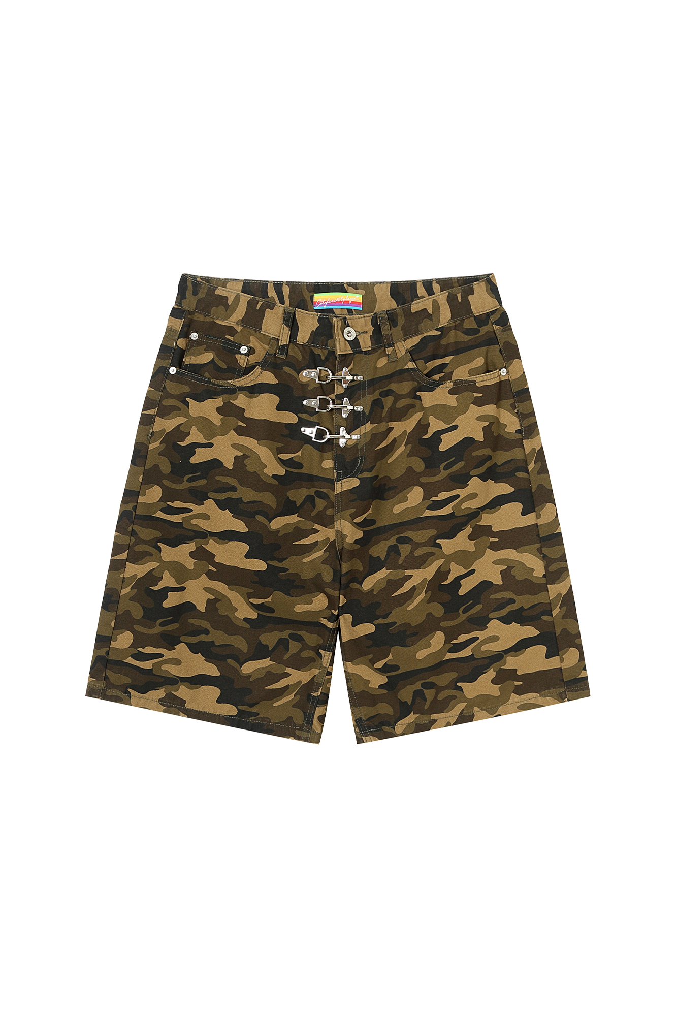 CLP Retro Camo Metal Clasp Denim Shorts-Shorts-S / 28"-Free Shipping Leatheretro