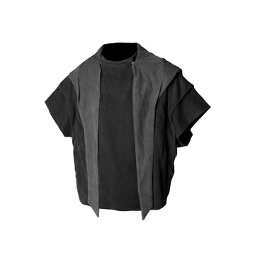 RELABEL Detachable Hood Layered Sleeve T-Shirt-T Shirt-XS-Dark Gray-Free Shipping Leatheretro