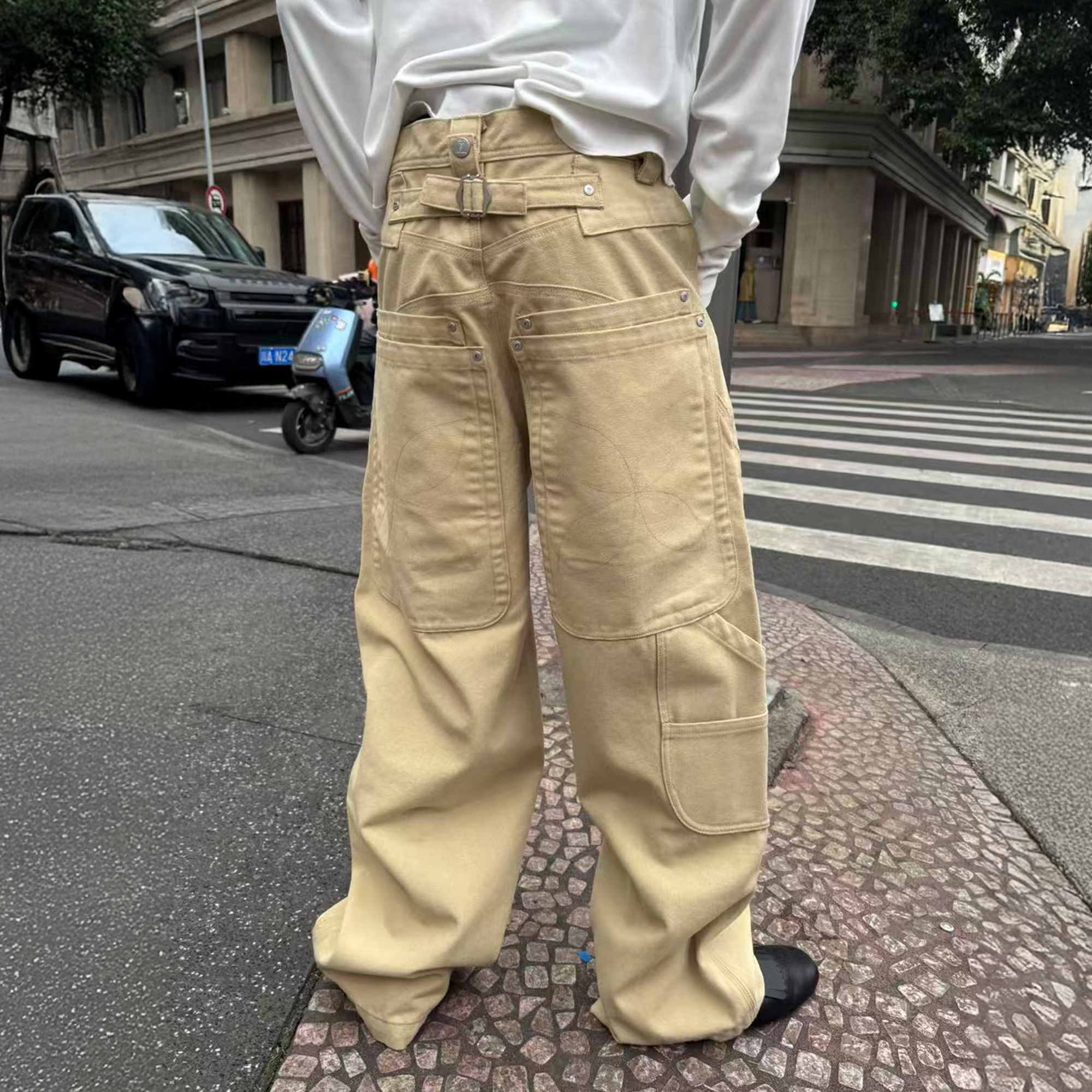 STEEPC Multi-Pocket Baggy Cargo Pants-Pants-S-Free Shipping Leatheretro