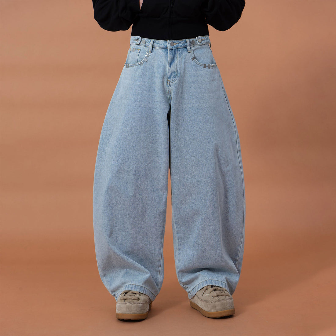 CLP Essential Washed Oversized Curved-Leg Jeans-Jeans-M-Free Shipping Leatheretro