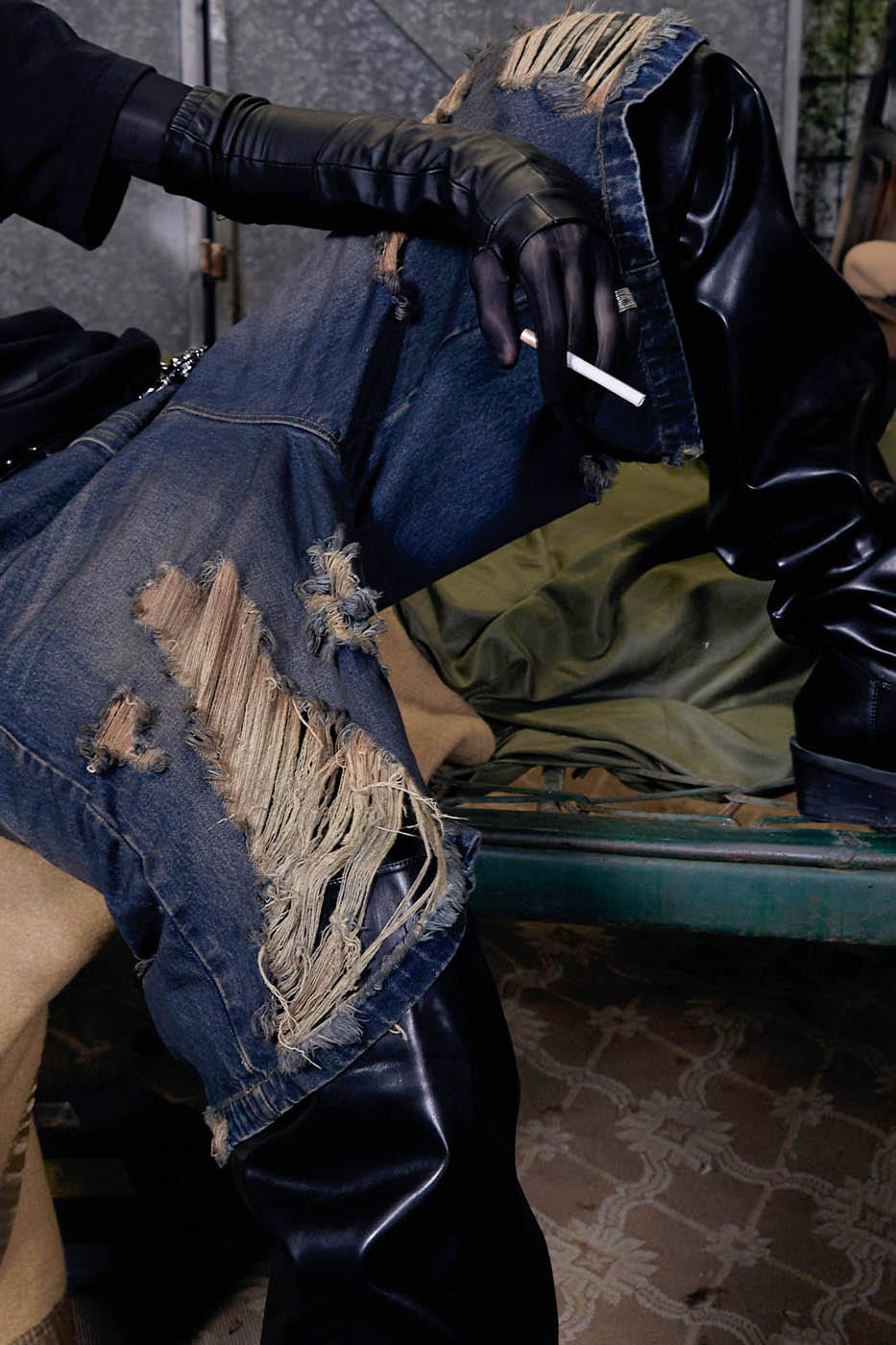 FACEONLAB Distressed Oversized Denim Shorts-Shorts-M-Free Shipping Leatheretro