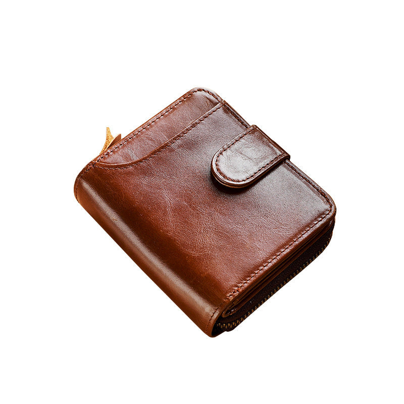 Men's Leather Multiple Card Slots Wallet - Compact Solid Color Money Bag-Wallets & Money Clips-Black-Free Shipping Leatheretro