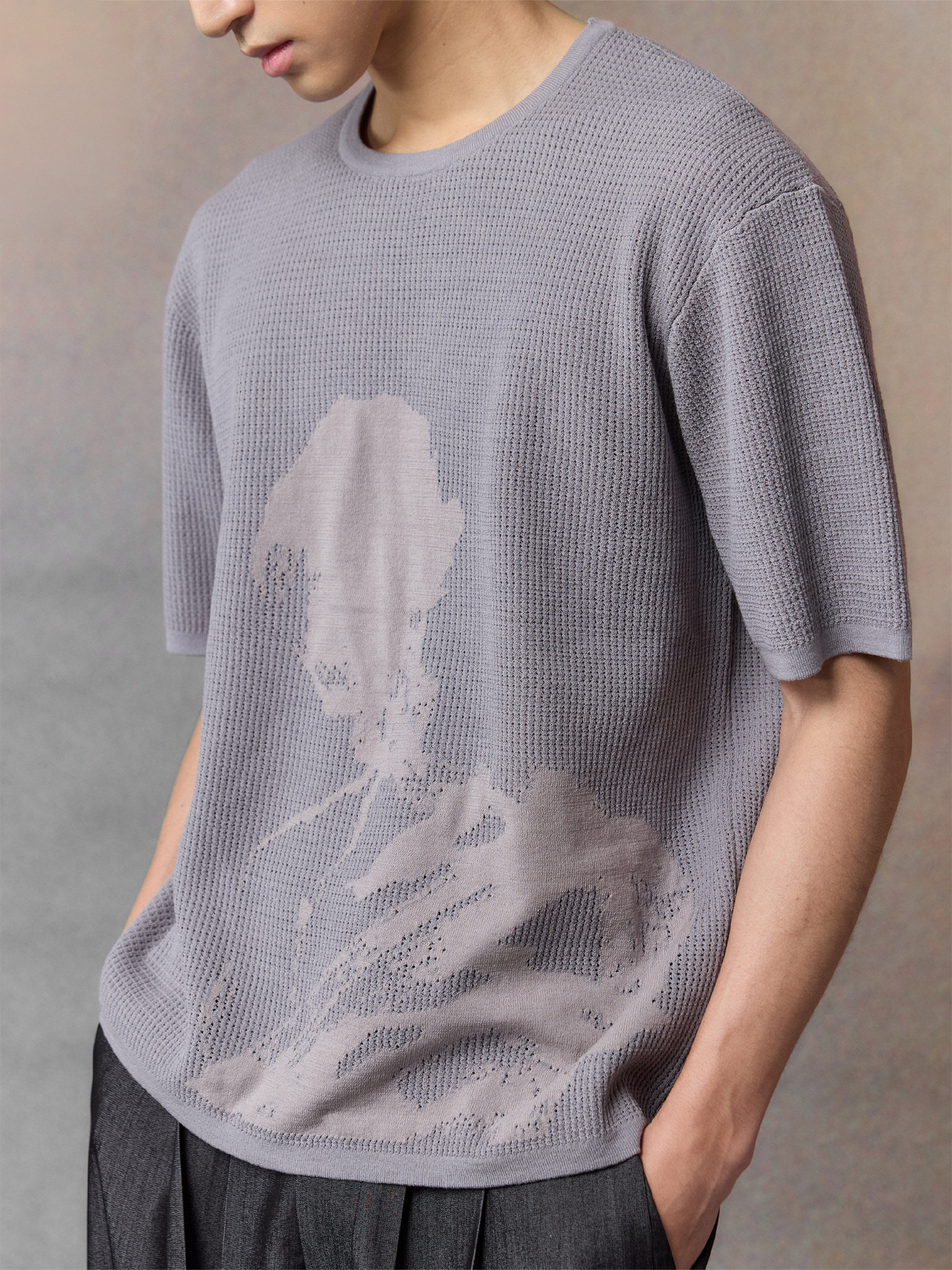 ALVNG AR ANTS Portrait Graphic Open-Knit T Shirt-T Shirt-S-Green-Free Shipping Leatheretro