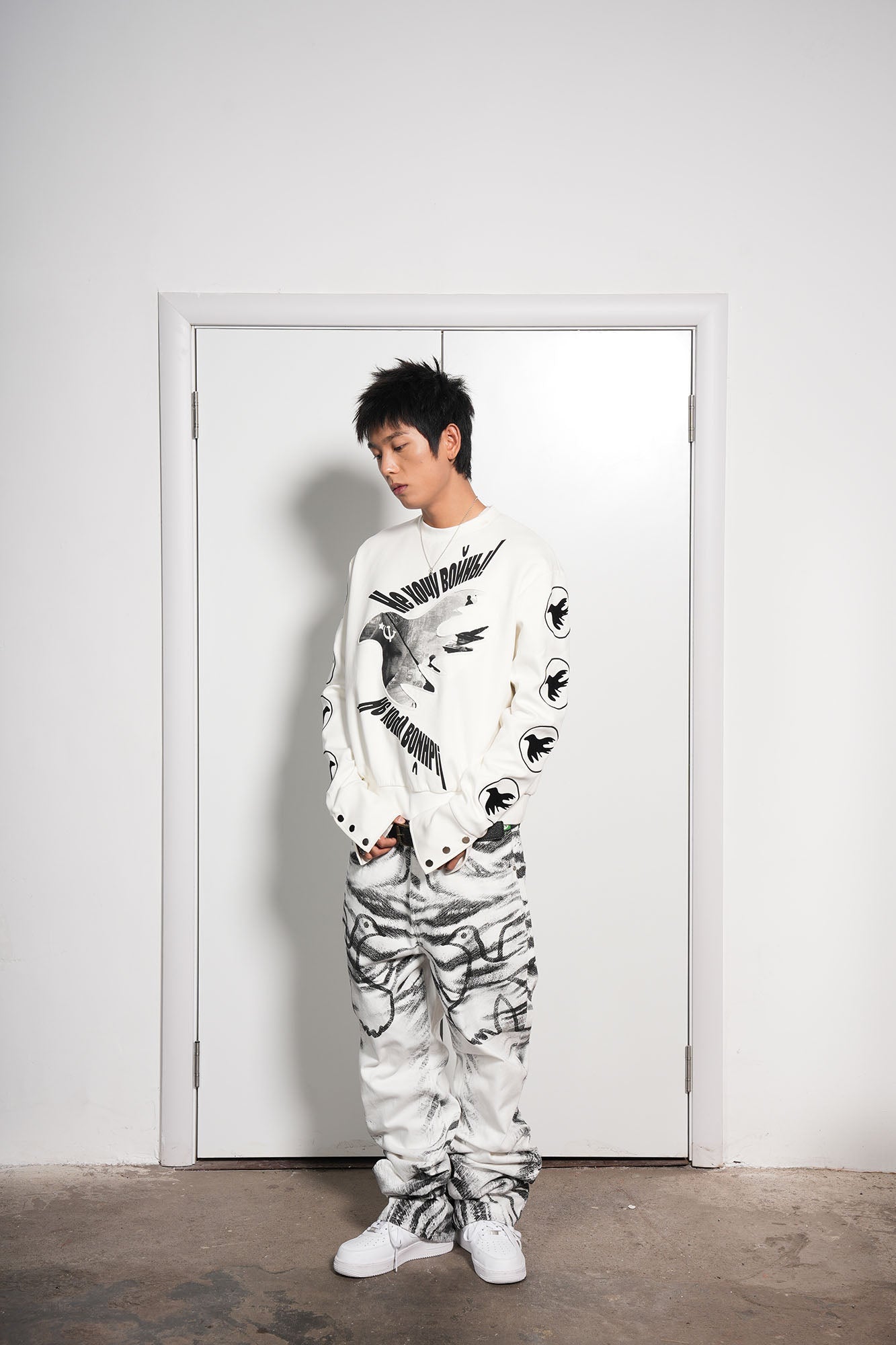 VINKID Tiger Camo Peace Dove Straight-Leg Pants-Pants-S-Free Shipping Leatheretro