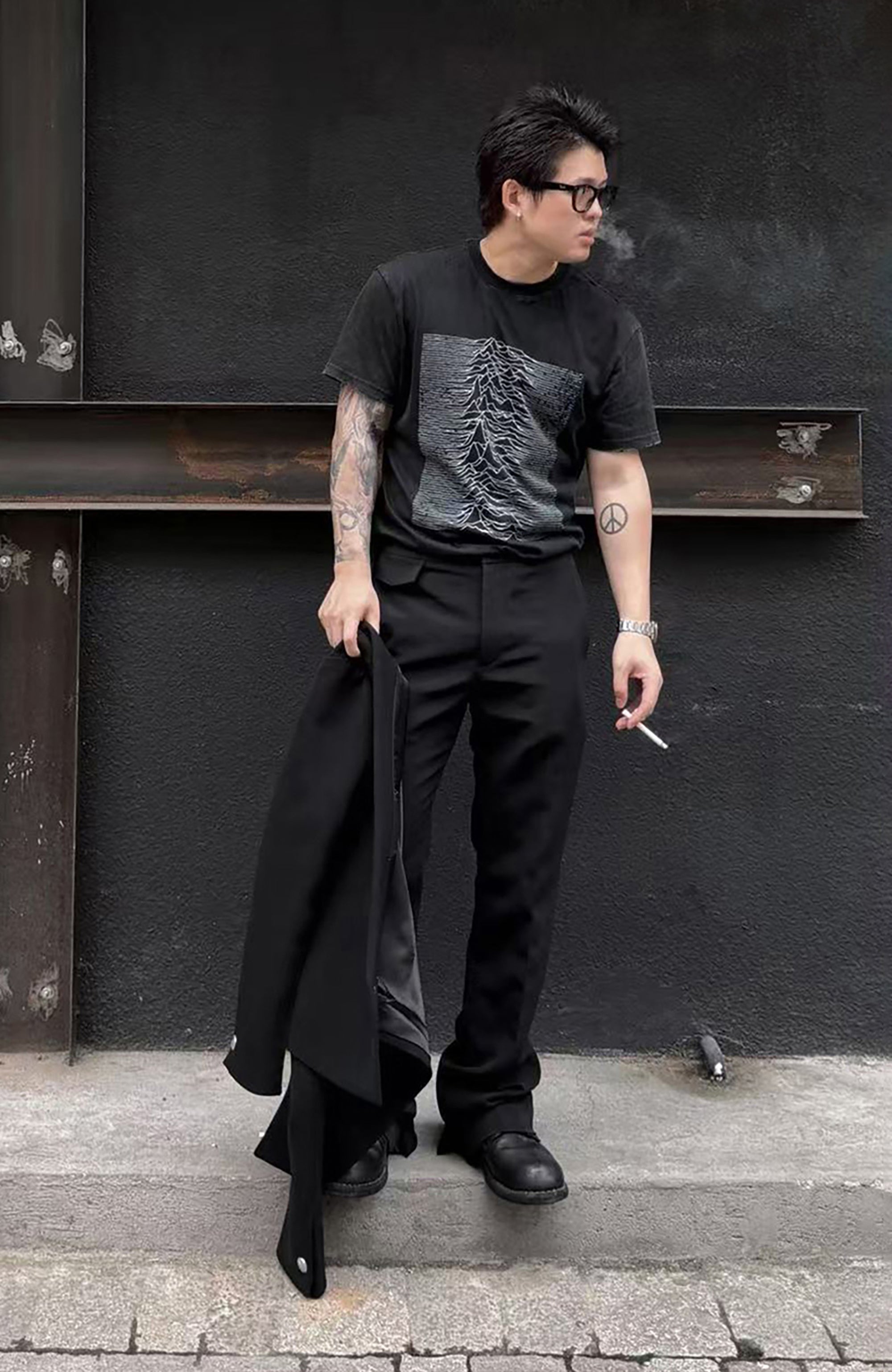 UNDERWATER Pulse Graphic Washed Tee-T Shirt-S-Free Shipping Leatheretro