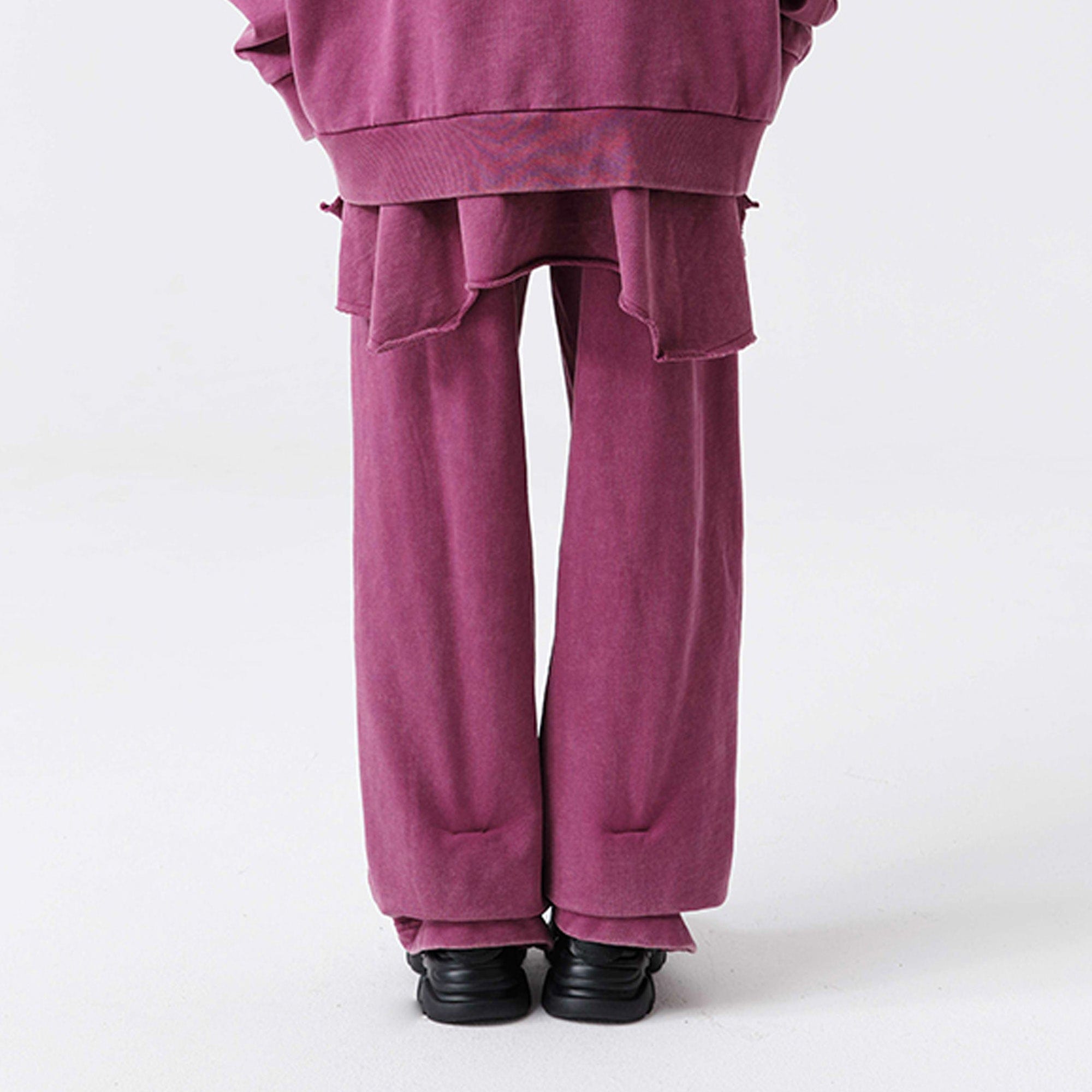VANN VALRENCE Double-Layered Panel Deconstructed Drawstring Pants-Pants-S-Free Shipping Leatheretro