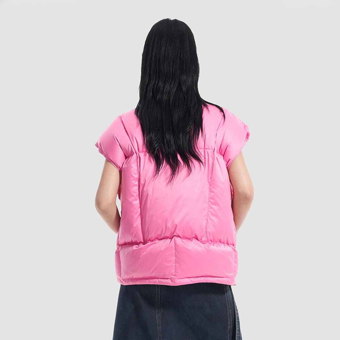 VANN VALRENCE LOGO Patch Quilted Down Vest-Vest-S-Free Shipping Leatheretro