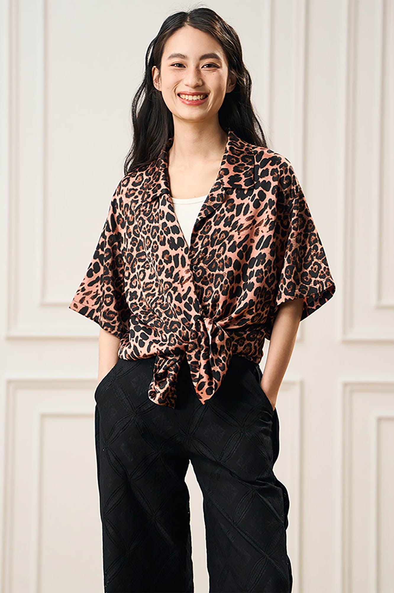 EPIC POETRY Leopard Cuban Half Shirt Pink-Half shirt-S-Free Shipping Leatheretro