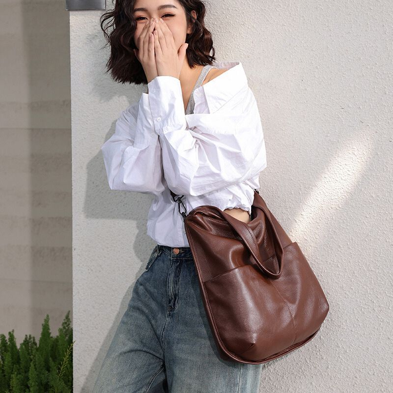 Korean Casual Large Capacity Women's Shoulder Bag-Handbags-Brown-Free Shipping Leatheretro