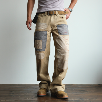 NEIGBORL Retro Paint-Splattered Distressed Patched Pants-Pants-S / 30"-Free Shipping Leatheretro