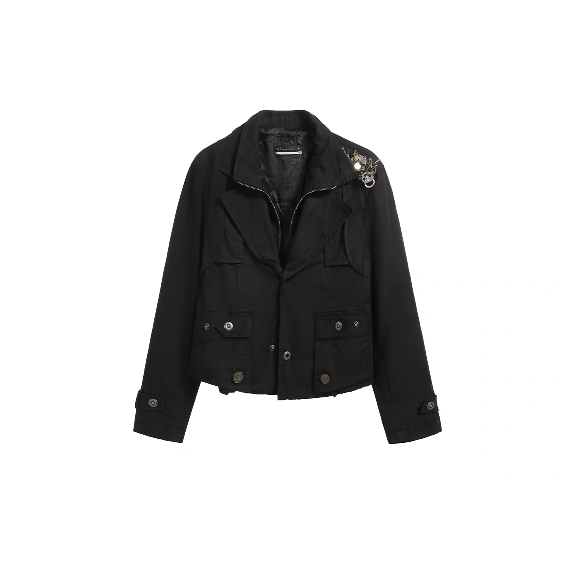 NOTHINGNESS WORLD Metal-Embellished Slim Jacket-Jacket-M-Free Shipping Leatheretro
