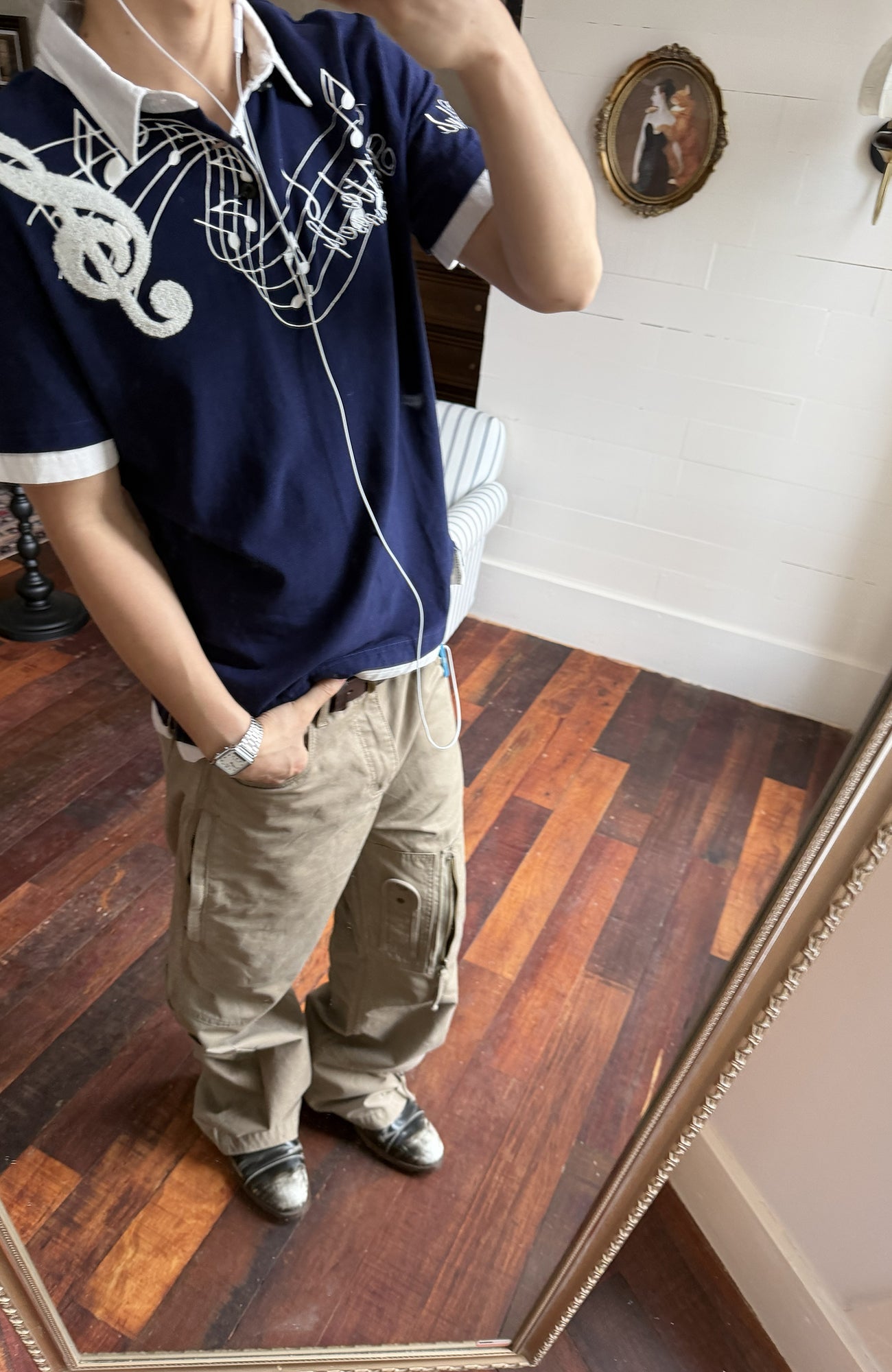 TRECLUB Music Note Embroidered Polo T-Shirt-T Shirt-S (preorder)-Free Shipping Leatheretro