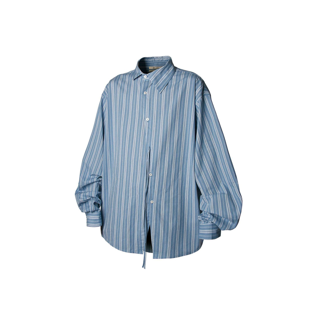 RELABEL Stripe Button-Up Oversized Shirt Blue-Shirt-XS-Free Shipping Leatheretro