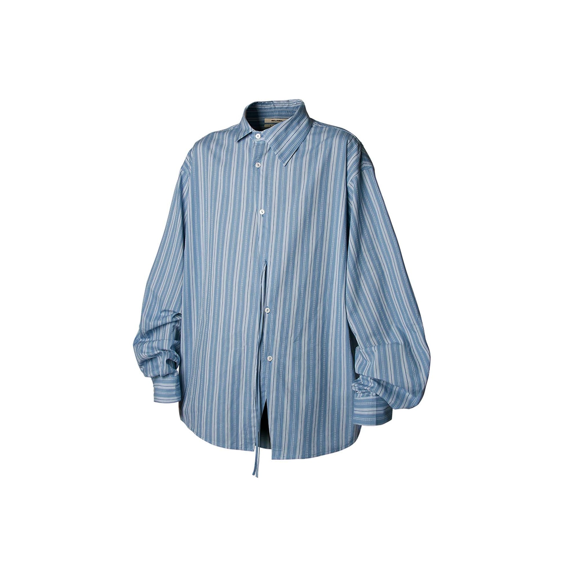 RELABEL Stripe Button-Up Oversized Shirt Blue-Shirt-XS-Free Shipping Leatheretro
