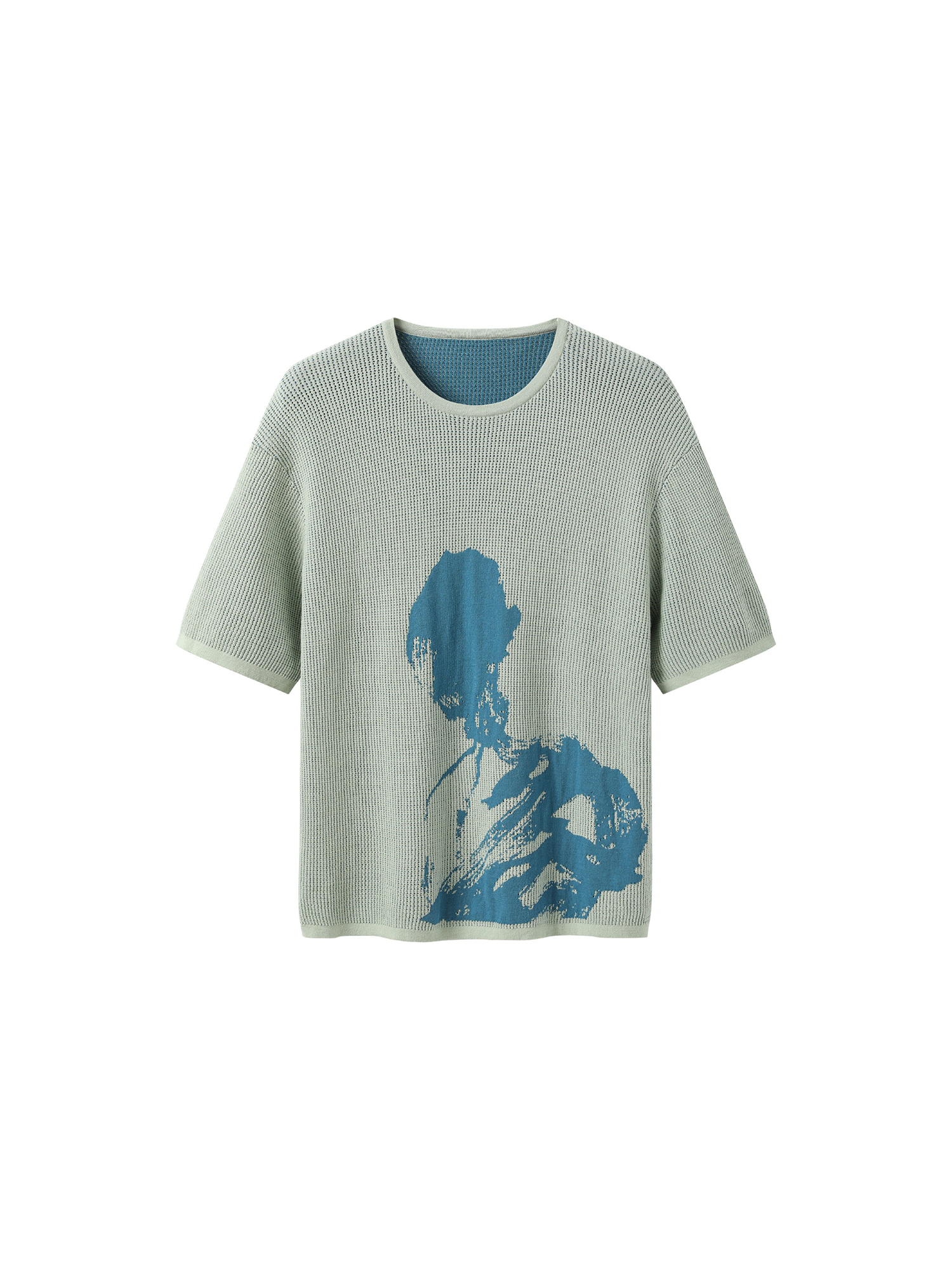 ALVNG AR ANTS Portrait Graphic Open-Knit T Shirt-T Shirt-S-Green-Free Shipping Leatheretro