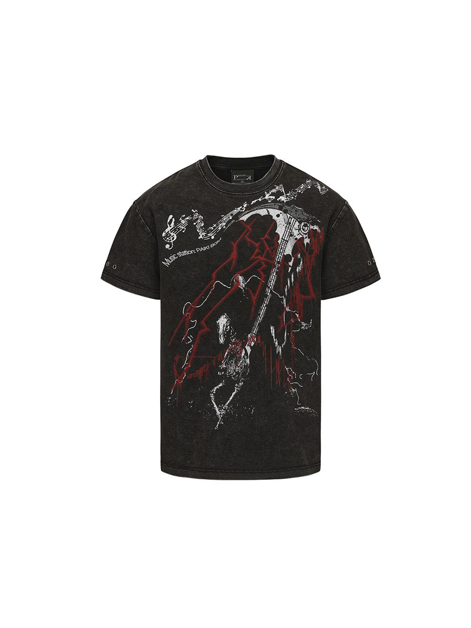 PAIKI Punk Scythe String Graphic T-Shirt-T Shirt-S-Black (Distressed)-Free Shipping Leatheretro