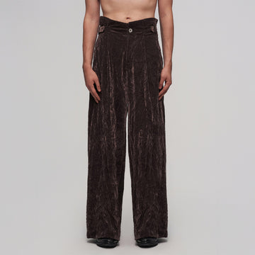 ILNya Nieternite Nifutur Velvet High-Waisted Pleated Wide-Leg Pants-Pants-S (0)(Preorder)-Free Shipping Leatheretro