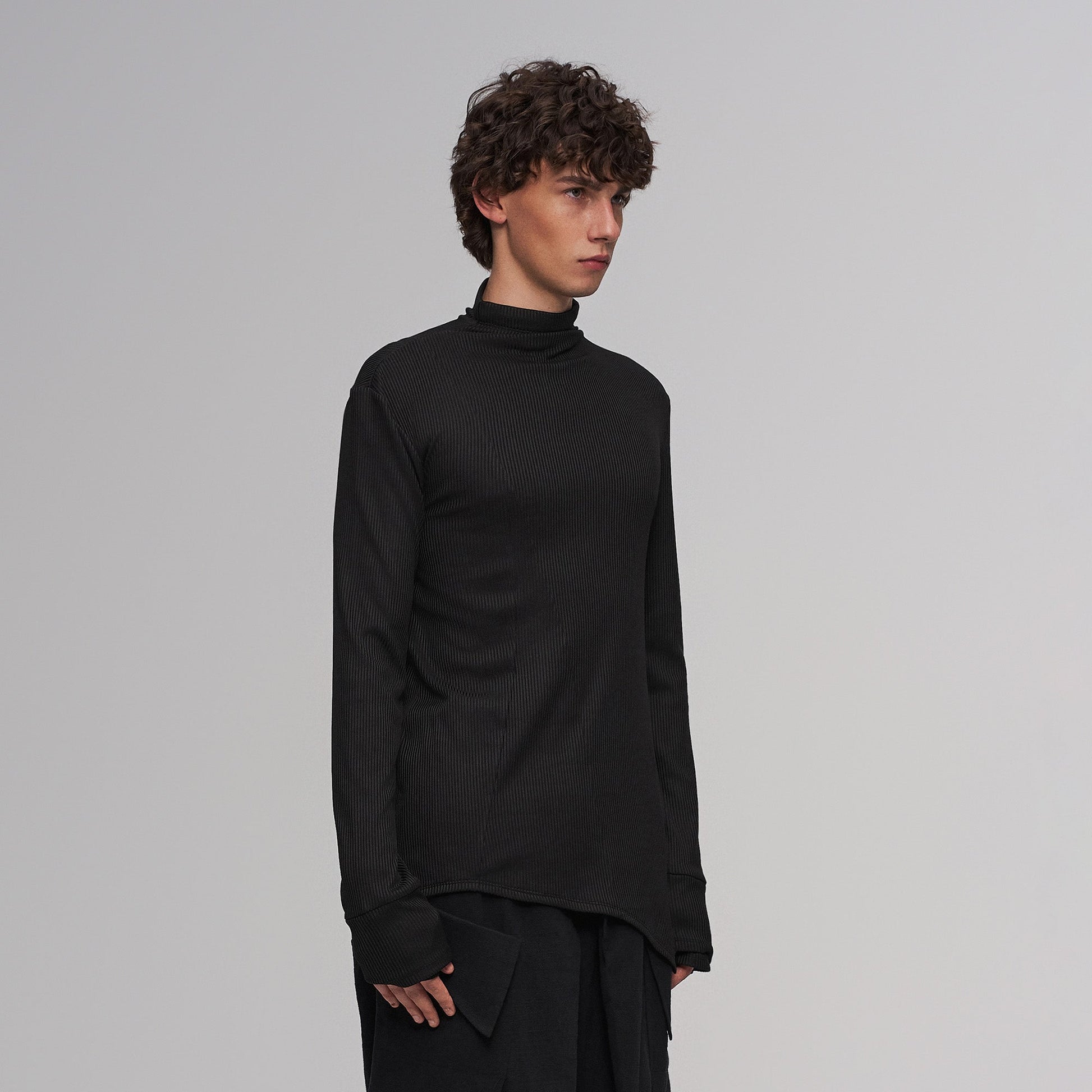 ILNya Nieternite Nifutur Asymmetric Ribbed Mock Neck Sweater-Sweater-S (0)-Free Shipping Leatheretro