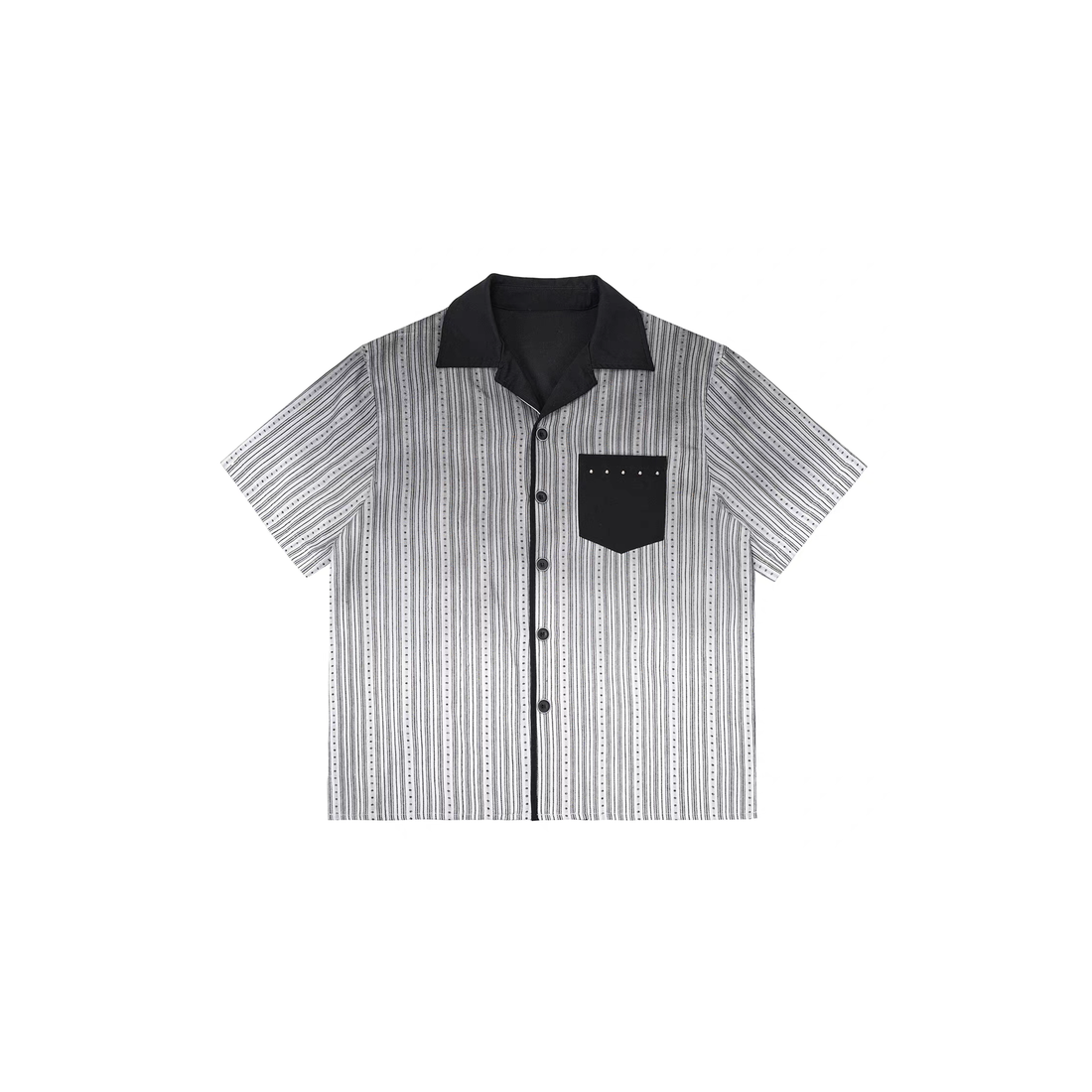 ESAIAS Studded Washed Dotted Stripe Half Shirt-Half shirt-S-Free Shipping Leatheretro