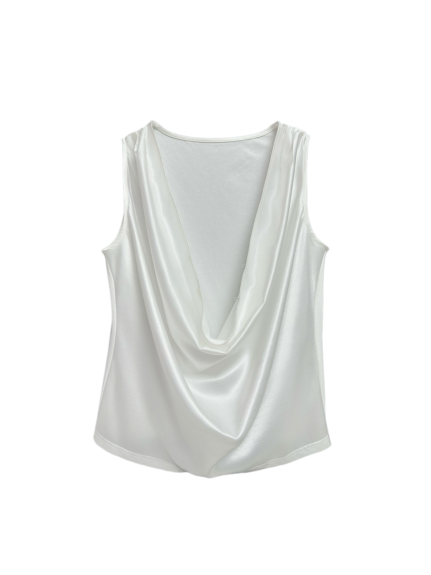 KADAKADA Pearl Sheen Deep V Draped Sleeveless Shirt-Tank Top-M (Preorder)-Free Shipping Leatheretro