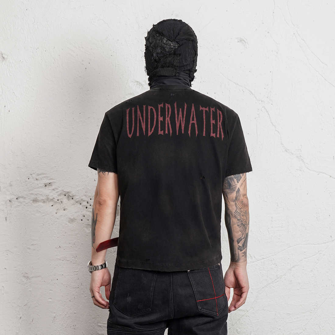 UNDERWATER Washed Distressed Graphic T-Shirt-T Shirt-S-Free Shipping Leatheretro