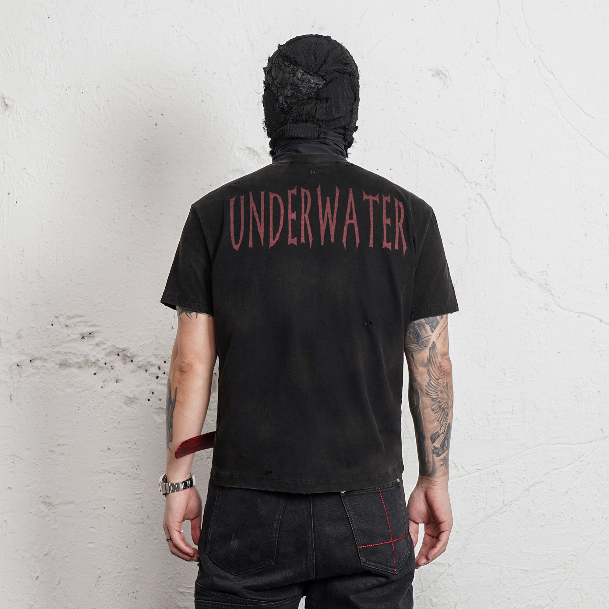UNDERWATER Washed Distressed Graphic T-Shirt-T Shirt-S-Free Shipping Leatheretro
