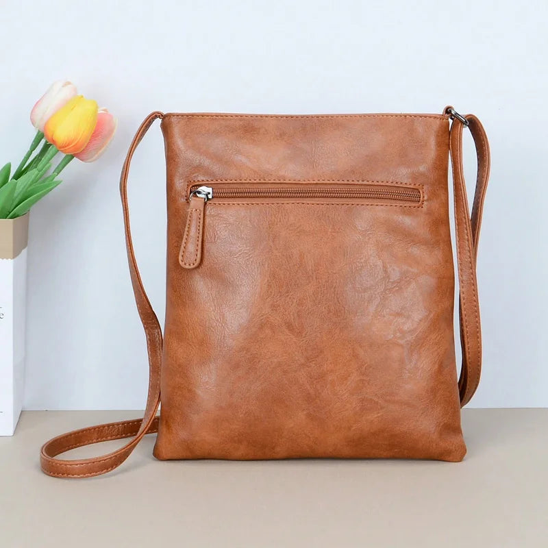Vintage Multi-pocket Women Crossbody Bag - Soft PU Leather Shoulder Bag-Brown-Free Shipping Leatheretro