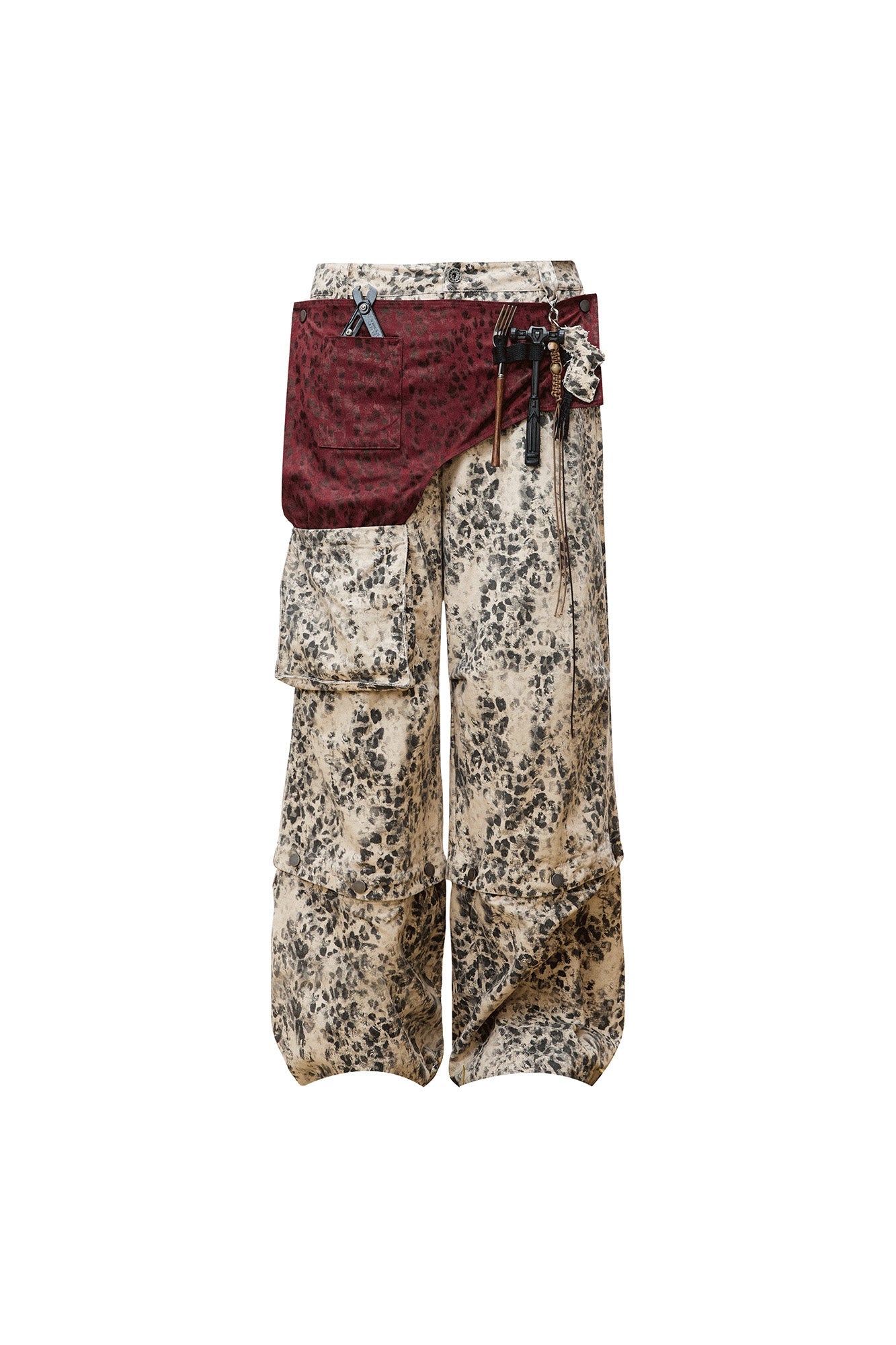 OIPWORD Retro Leopard Detachable Panel Cargo Jeans-Jeans-S-Free Shipping Leatheretro