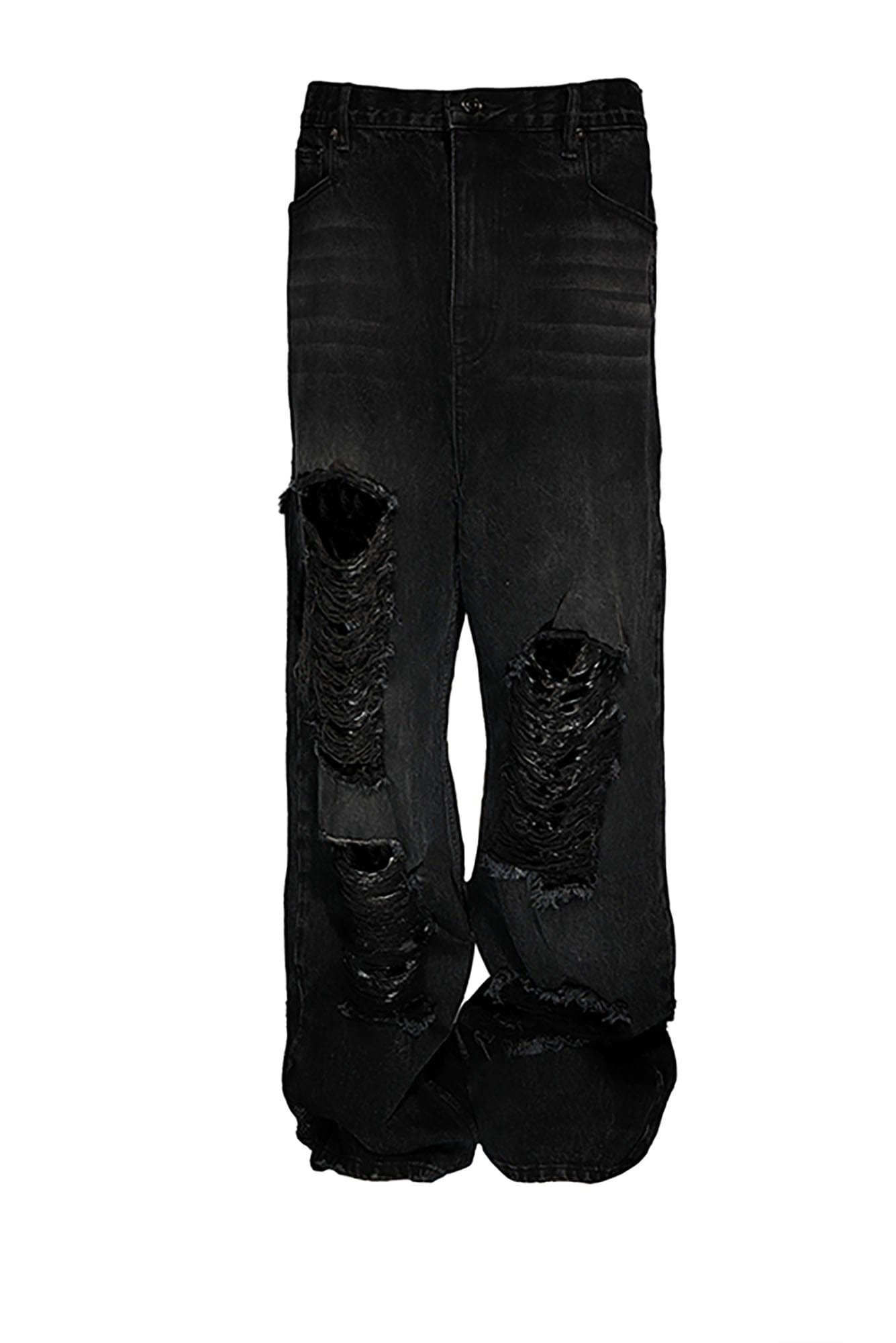 BLACK8MOB Heavy Ripped Washed Baggy Jeans-Jeans-S-Black-Free Shipping Leatheretro