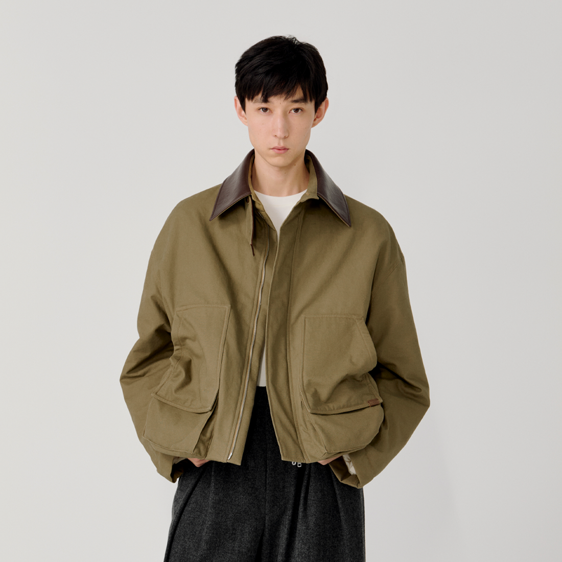 OPICLOTH Faux Leather Collar Windproof Jacket-Jacket-XS-Free Shipping Leatheretro