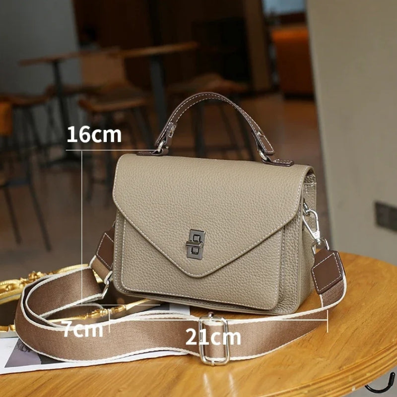 Cowhide Casual Crossbody Bag - Women Genuine Leather Handbag-Handbags-Brown-Free Shipping Leatheretro