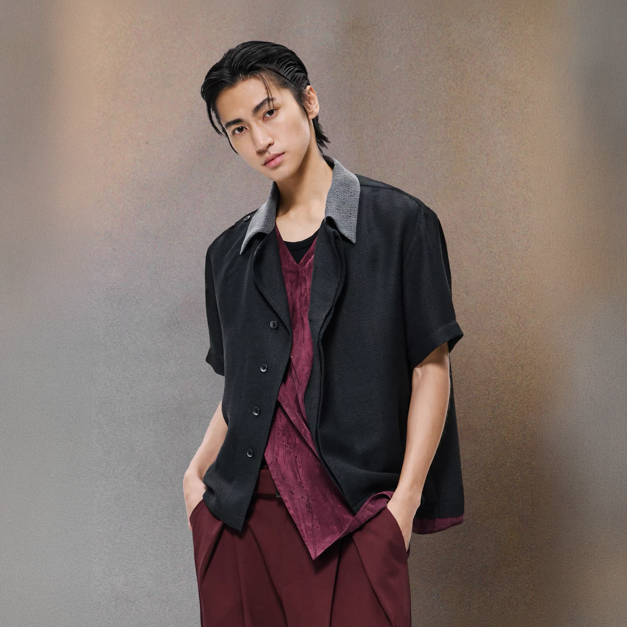 ALVNG AR ANTS Asymmetrical Contrast Spliced Linen Half Shirt-Half shirt-S-Blue-Free Shipping Leatheretro