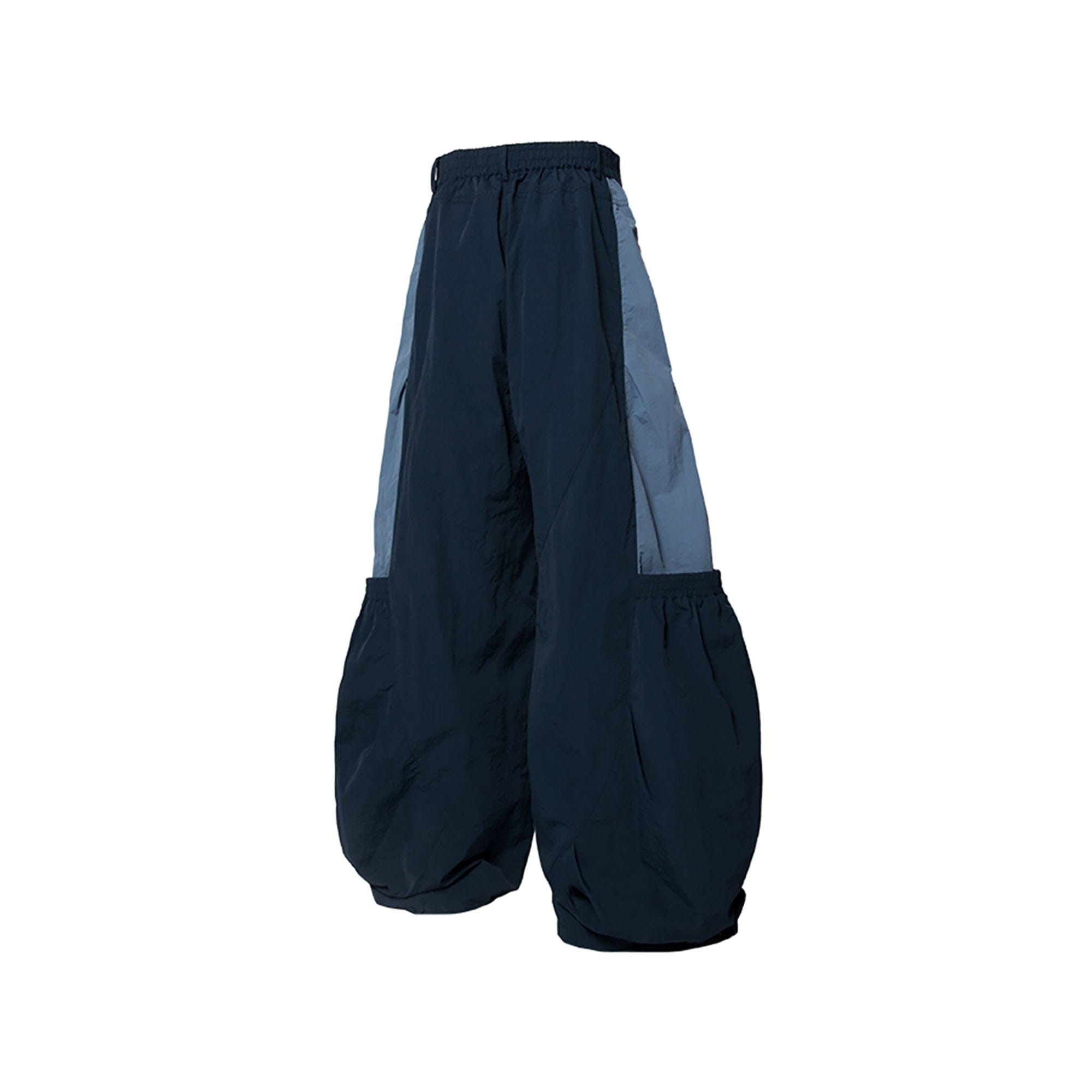RELABEL Big-Pocket Pleated Oversized Curved Pants Blue-Pants-XS-Free Shipping Leatheretro