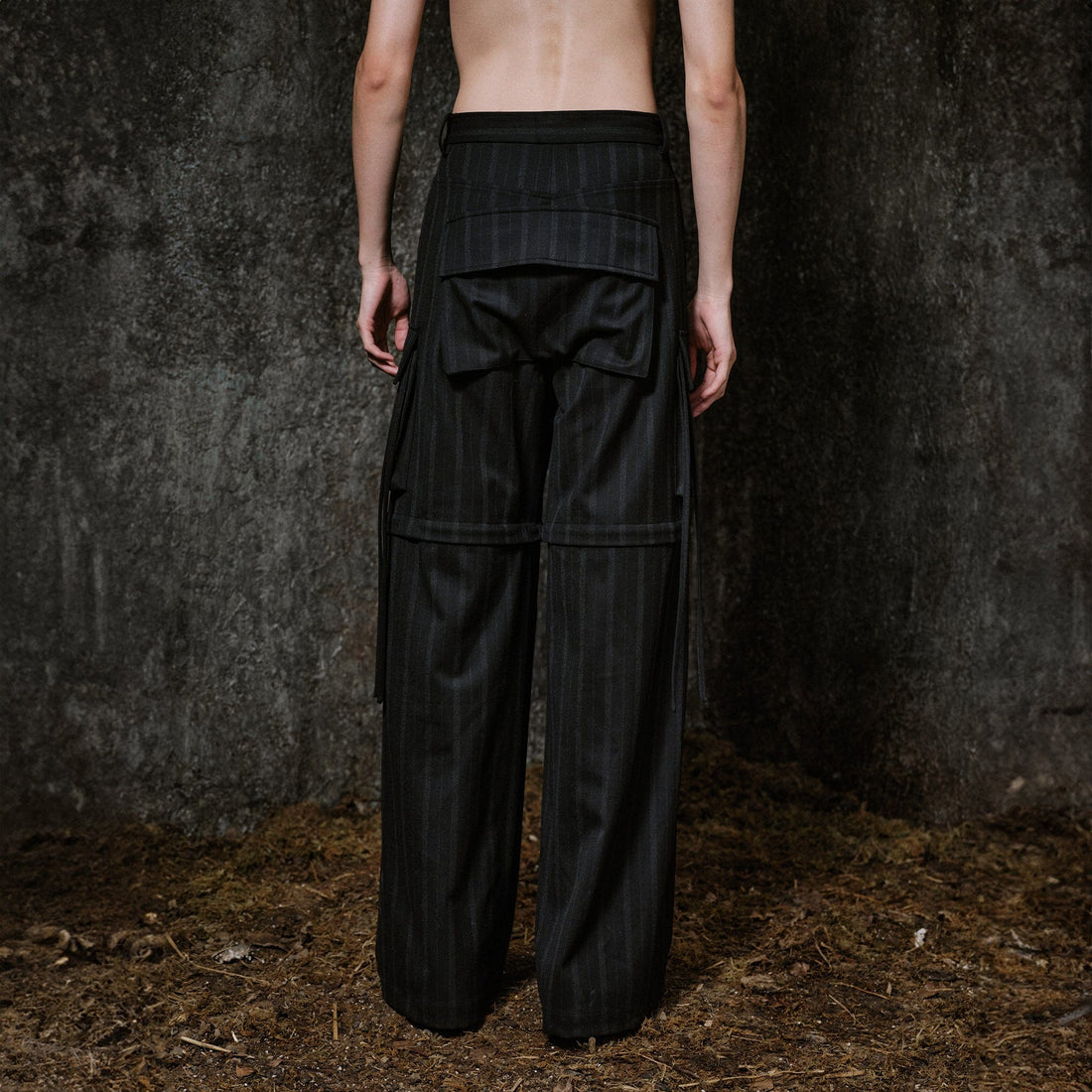 ILNya Nieternite Nifutur Multi-Pocket Stripe Detachable-Leg Pants-Pants-S(0)-Free Shipping Leatheretro
