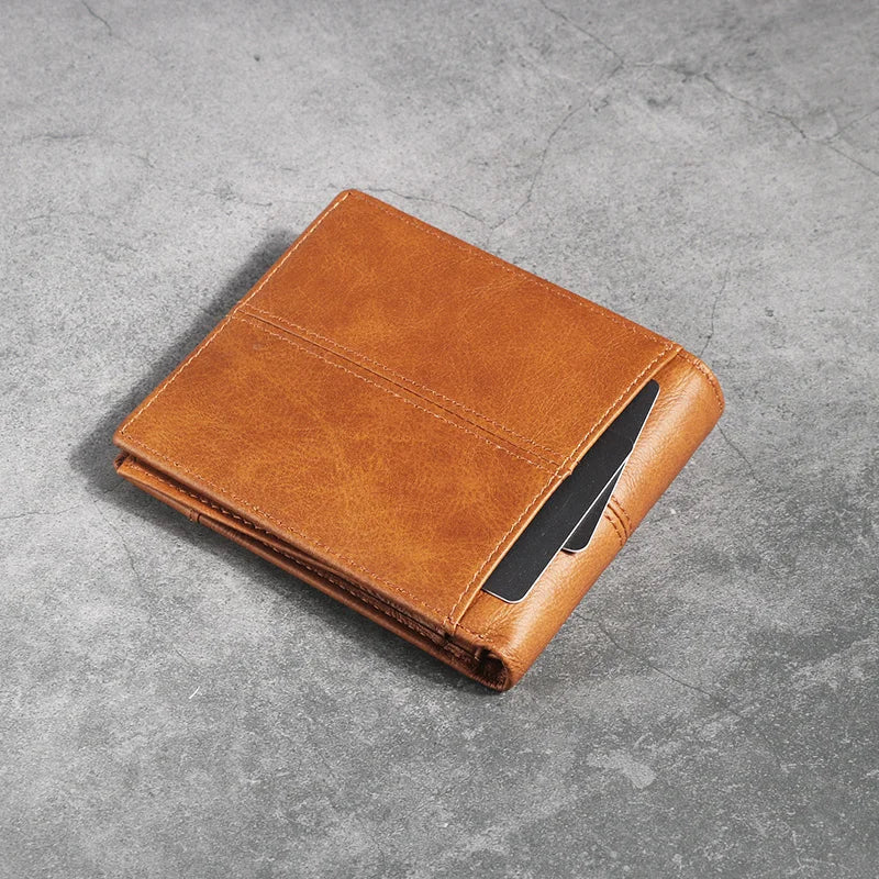 Handmade Genuine Leather Men's Wallet - Slim, Durable Purse-Wallets & Money Clips-Bronze-Free Shipping Leatheretro