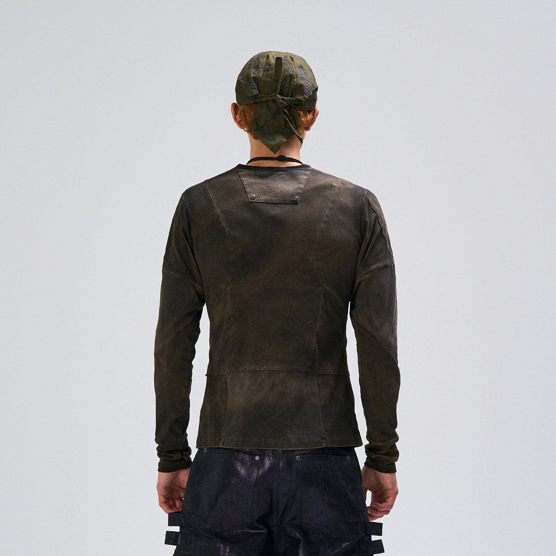 FLYERRER Washed Panelled Slim-Fit Long-Sleeve Tee-L/S Tee-S-Free Shipping Leatheretro