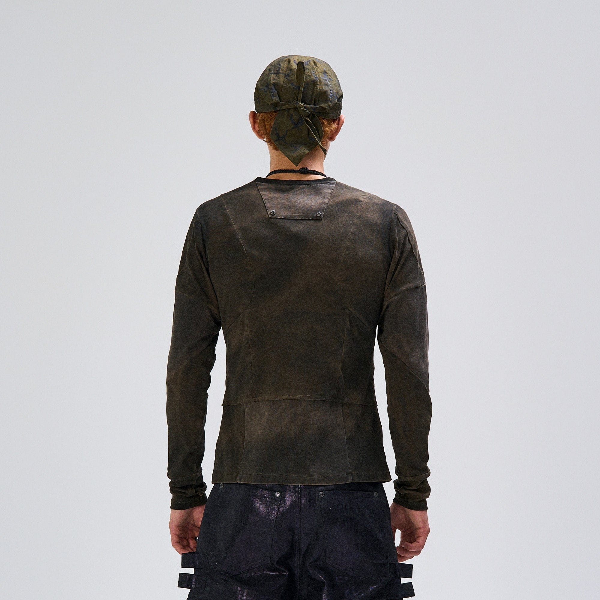 FLYERRER Washed Panelled Slim-Fit Long-Sleeve Tee-L/S Tee-S-Free Shipping Leatheretro