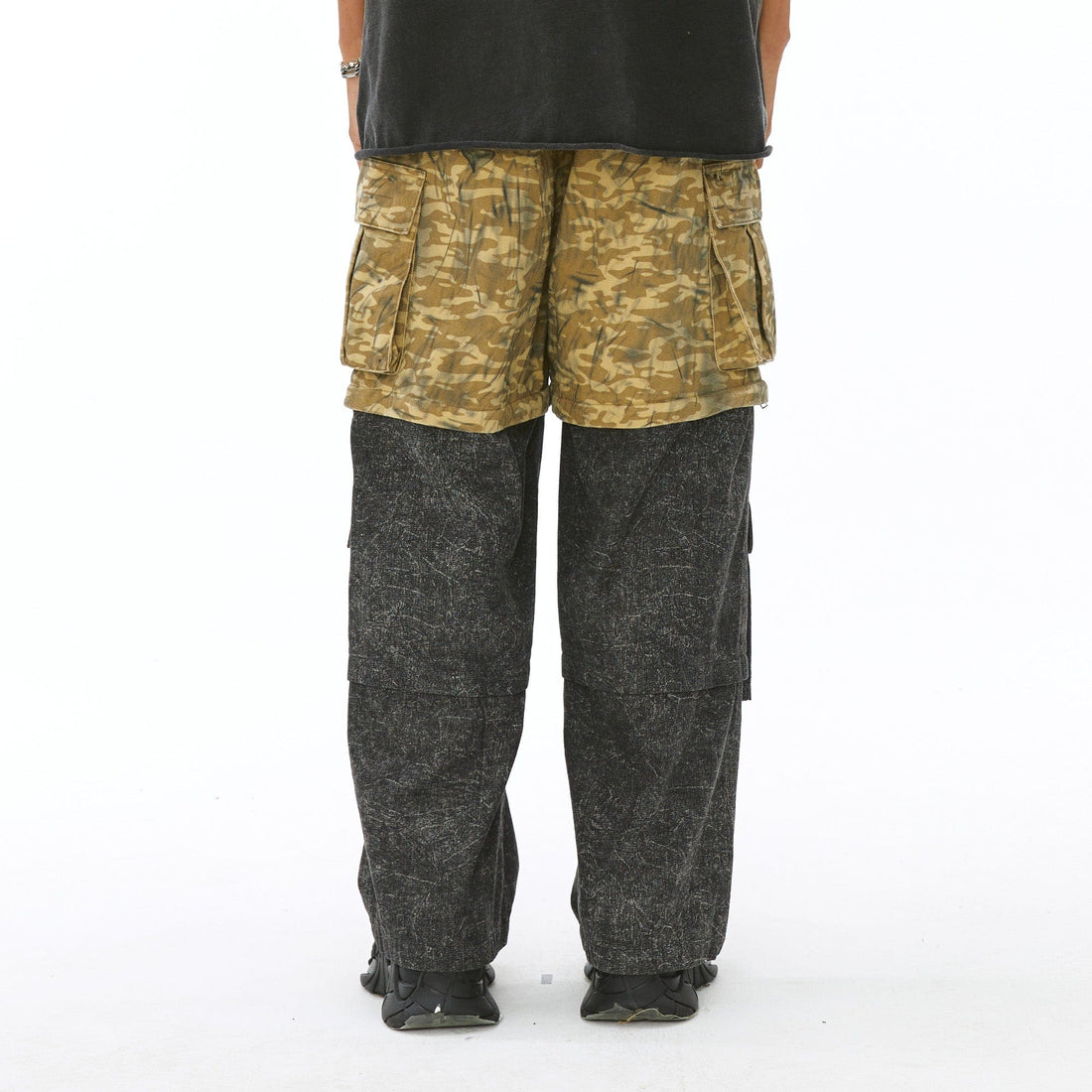 VANN VALRENCE Detachable Two-Tone Paneled Cargo Jeans-Jeans-S-Free Shipping Leatheretro