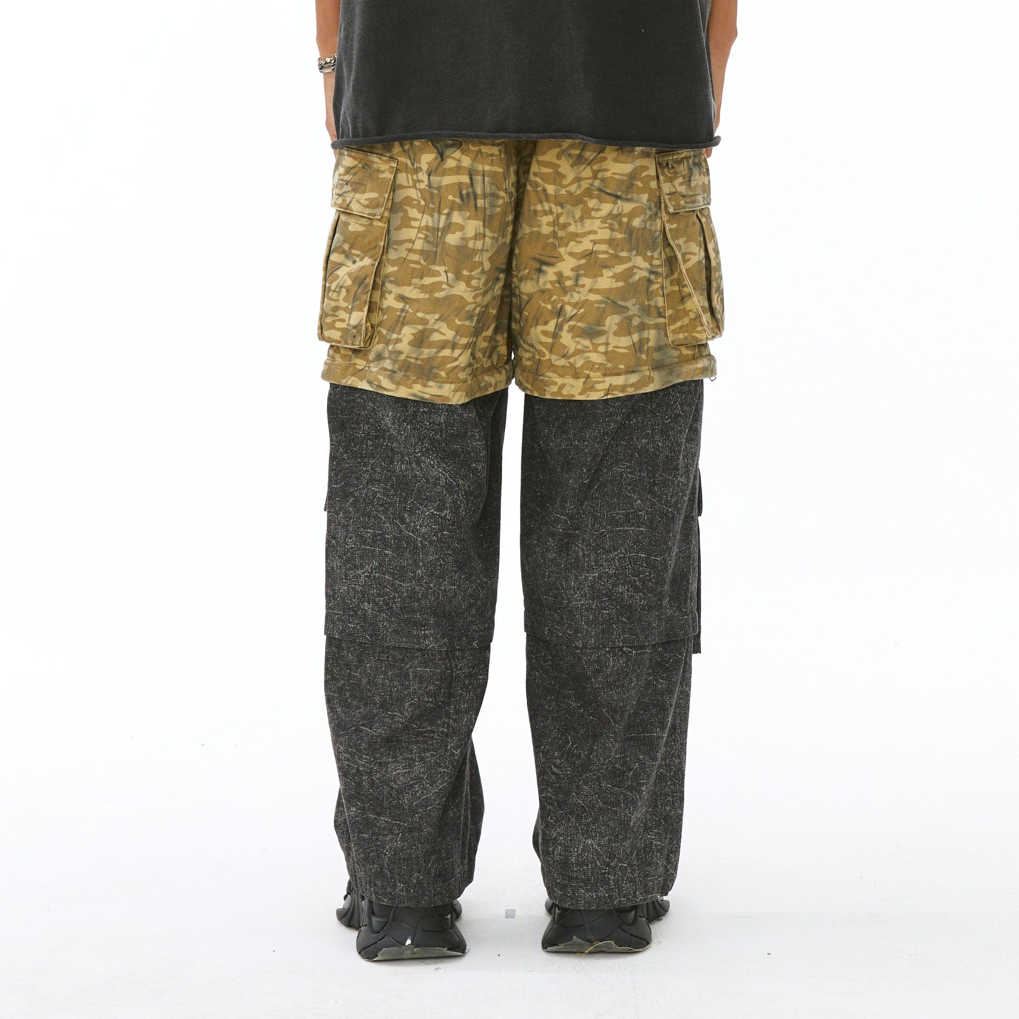 VANN VALRENCE Detachable Two-Tone Paneled Cargo Jeans-Jeans-S-Free Shipping Leatheretro