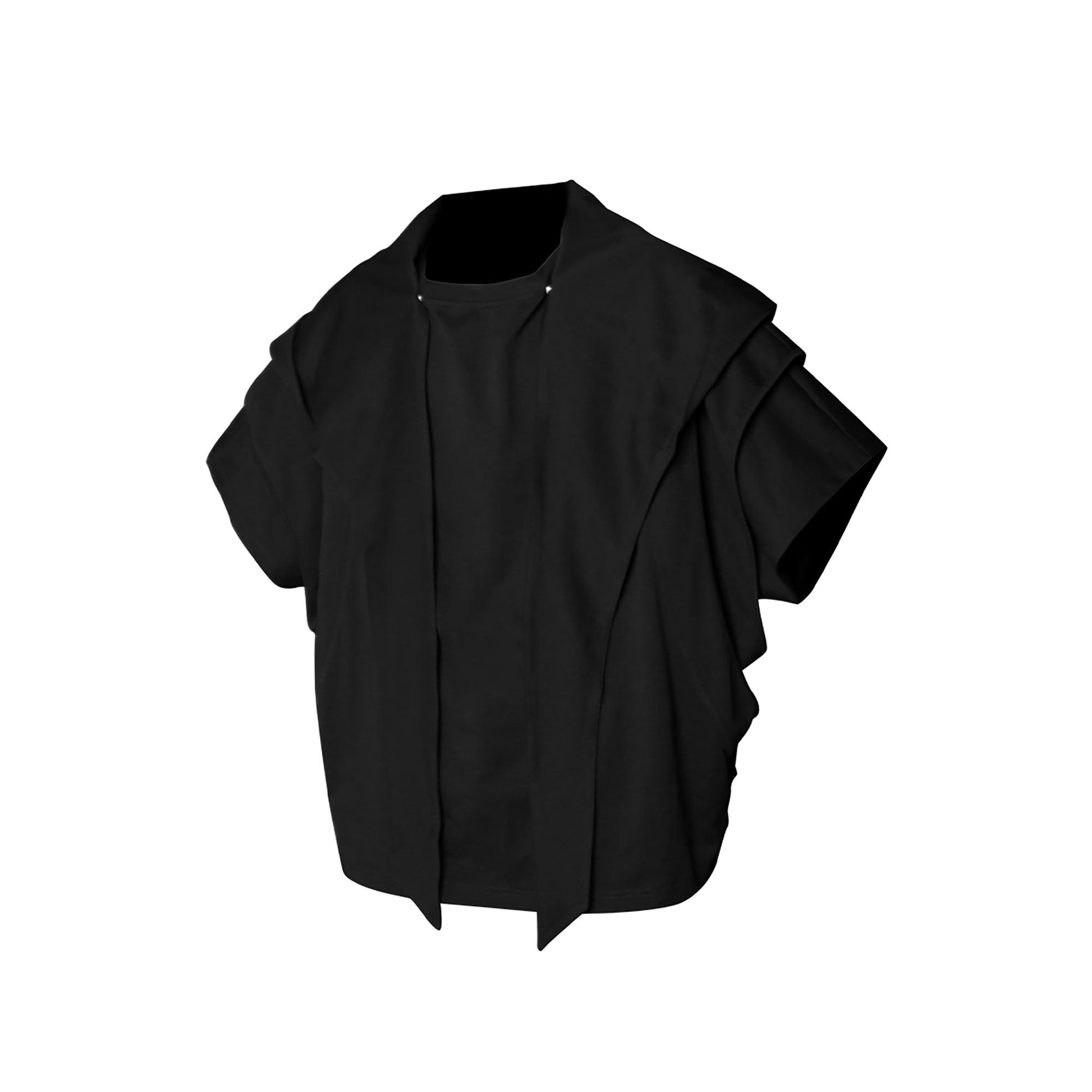 RELABEL Detachable Hood Layered Sleeve T-Shirt-T Shirt-XS-Dark Gray-Free Shipping Leatheretro