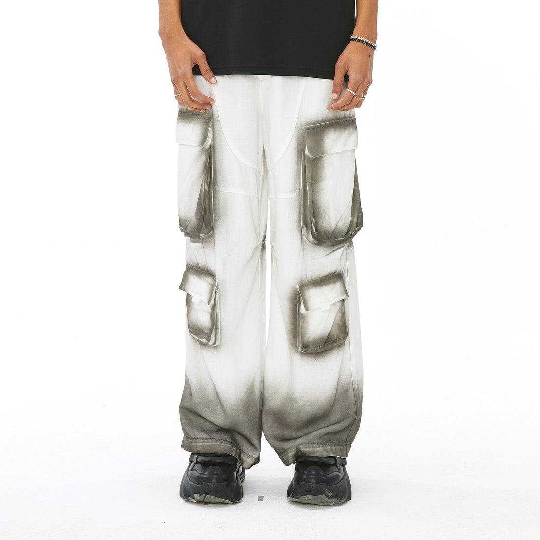 VANN VALRENCE Faded Spray-Dyed Multi-Pocket Cargo Pants-Pants-S-Free Shipping Leatheretro
