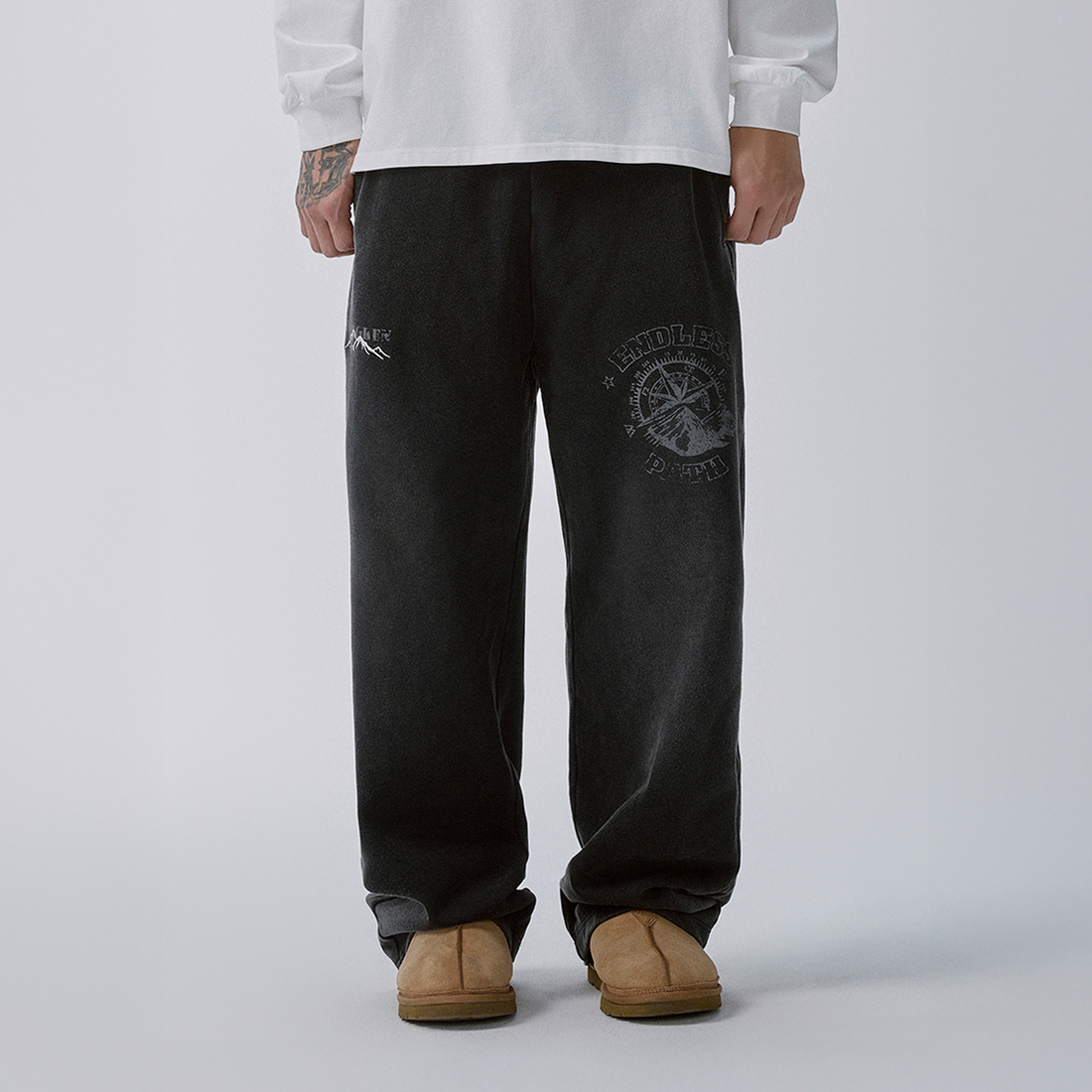 F2CE Washed Badge Graphic Drawstring Sweatpants-Pants-S-Free Shipping Leatheretro