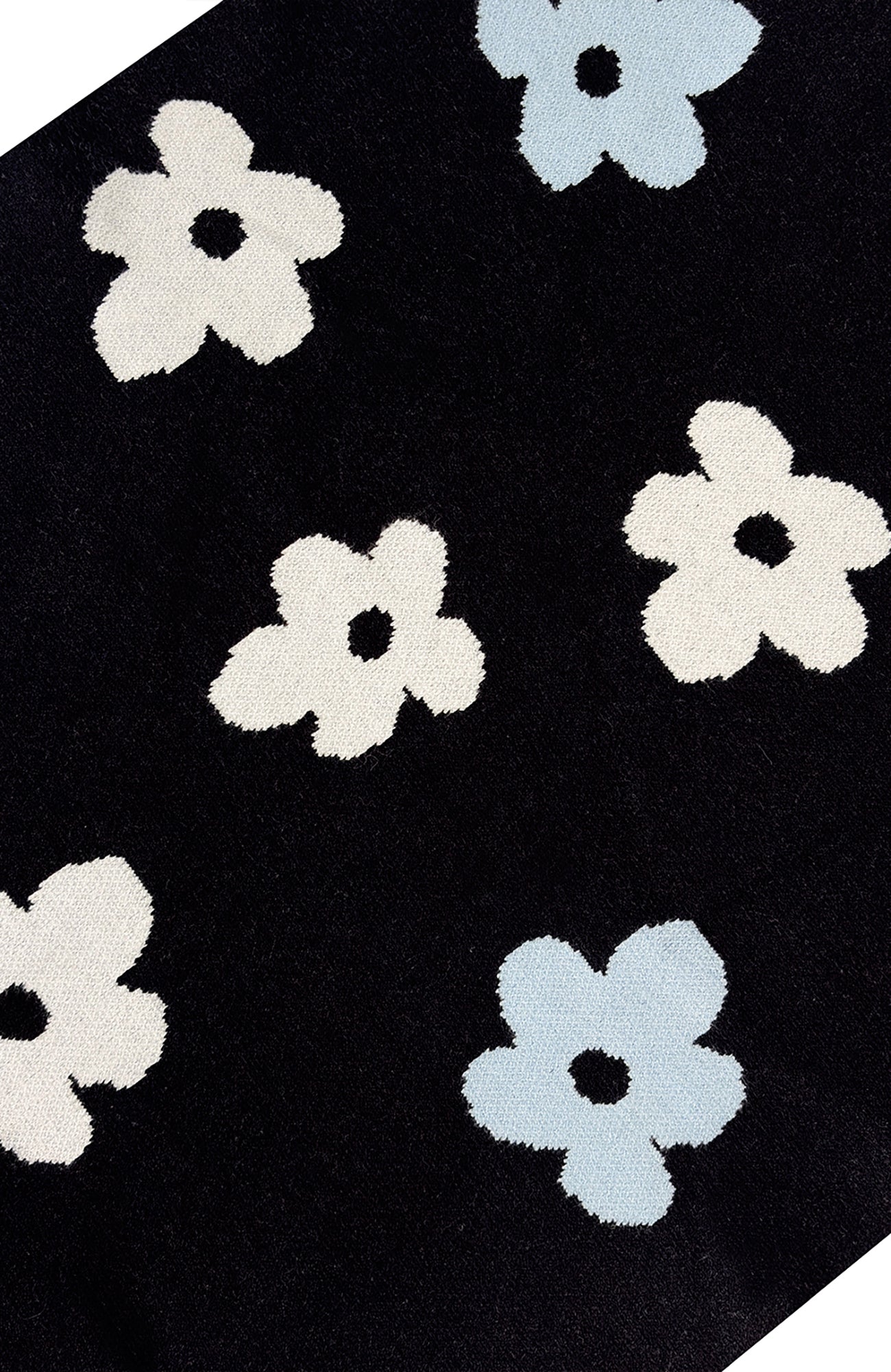MIICHOUS Floral Jacquard Contrast Scarf-Black-Free Shipping Leatheretro